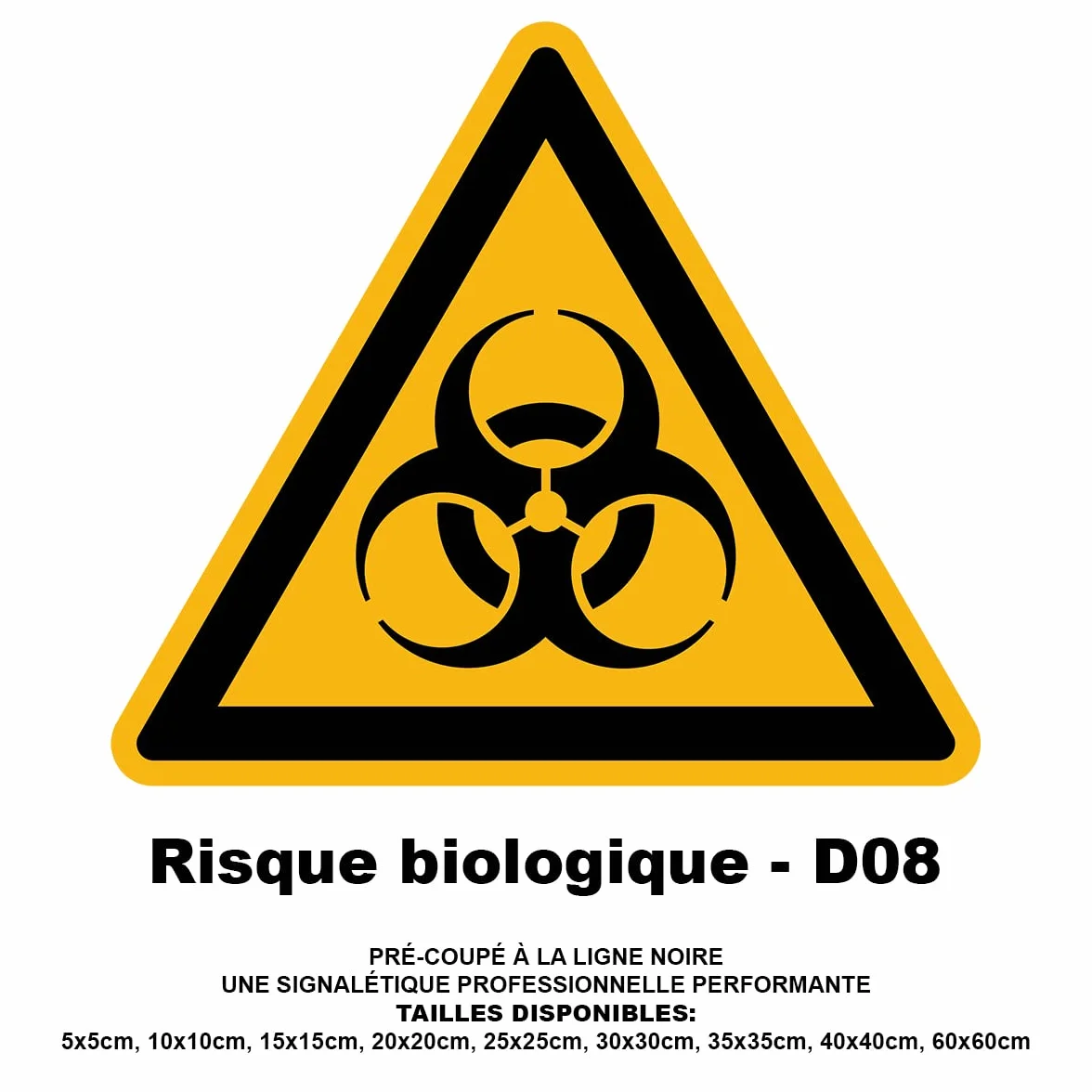 Naklejka ostrzegawcza o niebezpieczeństwie NF ISO7010 - Trójkątna naklejka sygnalizacyjna Laminowane Odporne na wodę i promieniowanie UV - Zagrożenie biologiczne - 5x5 cm