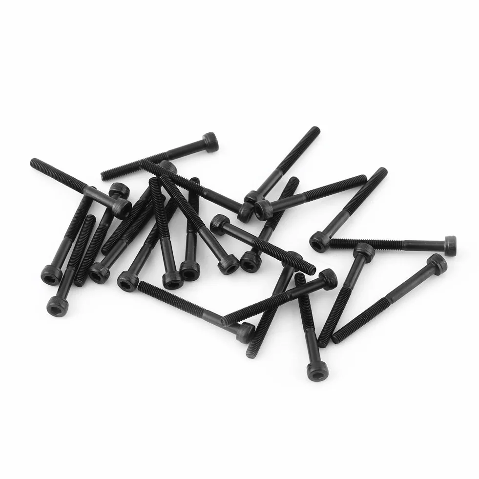 Zestaw śrub z łbem sześciokątnym ze stali stopowej M3 M3 x 4-50 mm (M3 * 30 mm, częściowo gwintowany - 24 szt.)