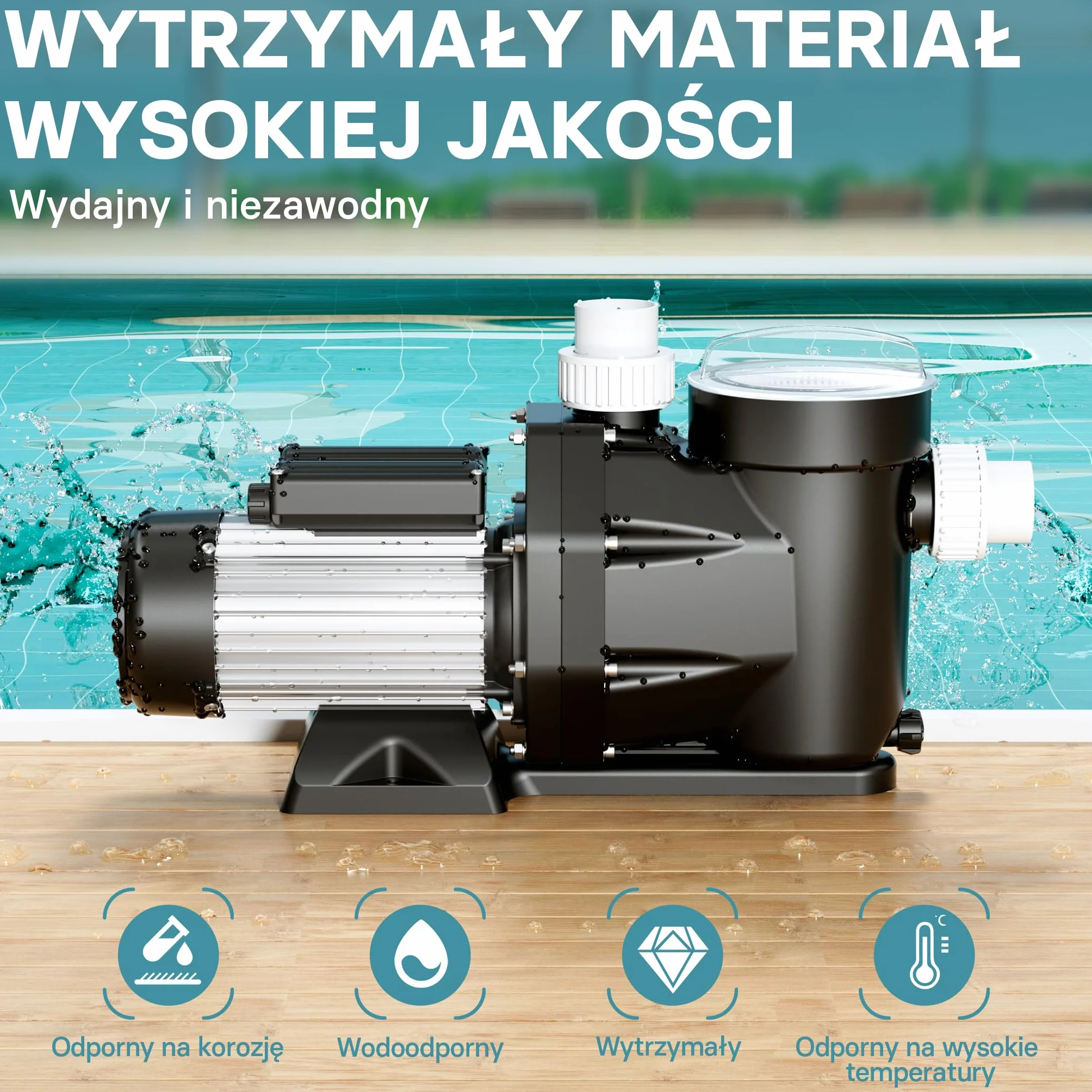 WilTec Pompa basenowa 19200 l/h 750 W cicha pompa filtrująca cyrkulacyjna