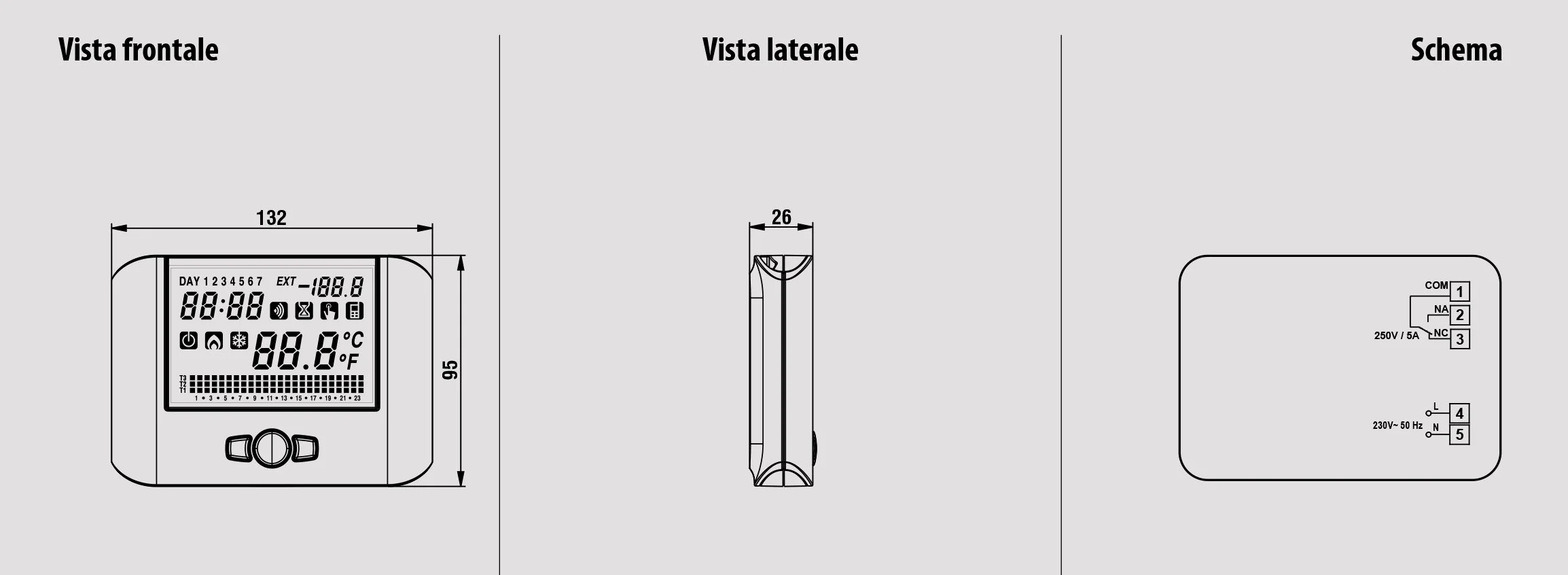 VEMER VE766800 MITHOS Cyfrowy termostat grzewczy, termostat pokojowy z programowaniem tygodniowym, zasilanie 230 V, 230 V, biały