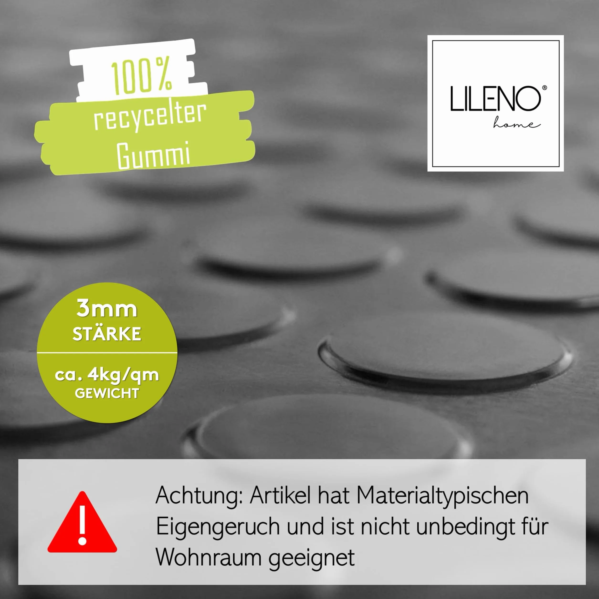 LILENO HOME Mata gumowa z wypustkami (3 mm), towar sprzedawany na metry, 120 x 100 cm jako podłoga warsztatowa, mata antypoślizgowa, nakładka na stół warsztatowy i mata podłogowa, do piwnicy, przyczepy, garażu