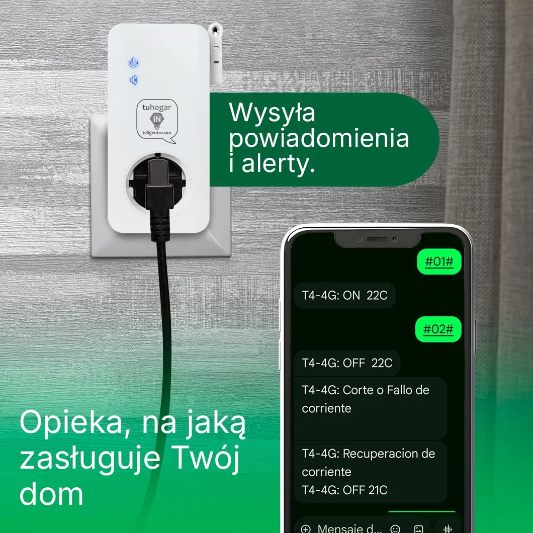 Inteligentne Gniazdko Bez Internetu/WiFi | Wymaga Karty SIM GSM/4G | Z Czujnikiem Temperatury i Zdalnym Sterowaniem przez SMS, Połączenie lub Aplikację | Natychmiastowe Powiadomienie