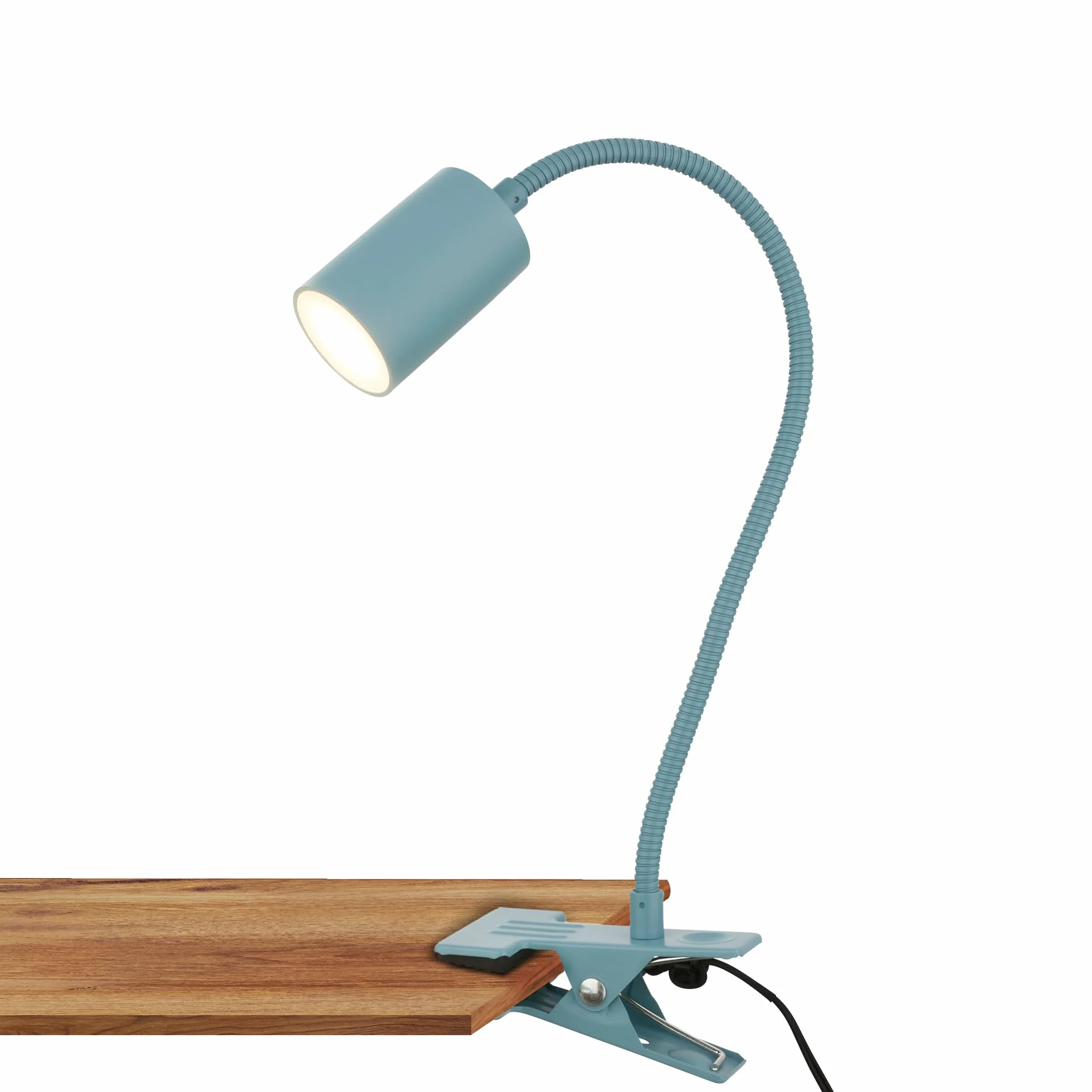 BRILONER - Lampa biurkowa LED z włącznikiem kablowym, obrotowa, ciepła barwa światła, dziecięca, do biura, zaciskowa, do czytania, nocna, 40 cm, niebieska – styl i funkcjonalność