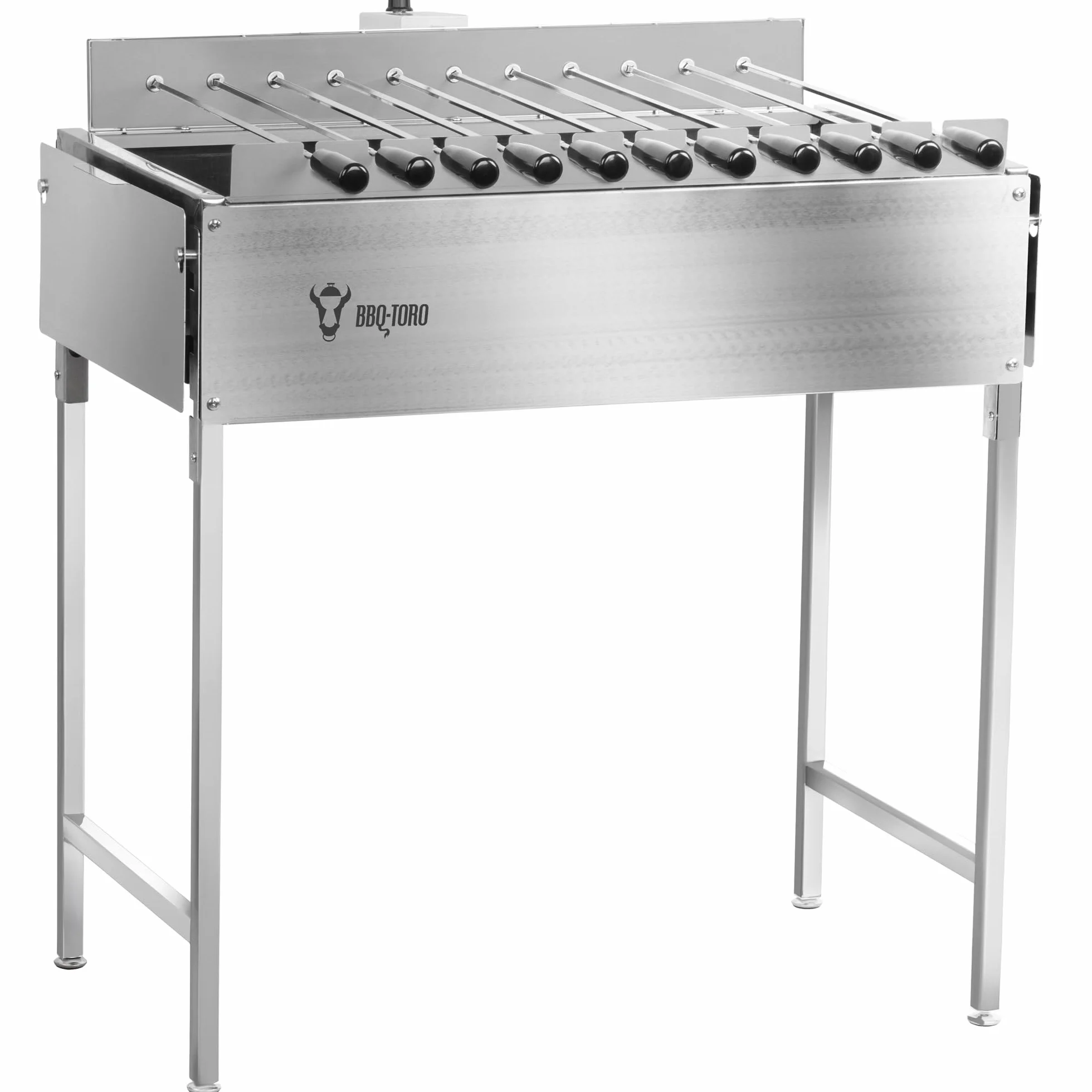 BBQ-Toro stojący grill na węgiel drzewny z elektrycznym obrotowym rusztem, 11 szpikulców, silnik