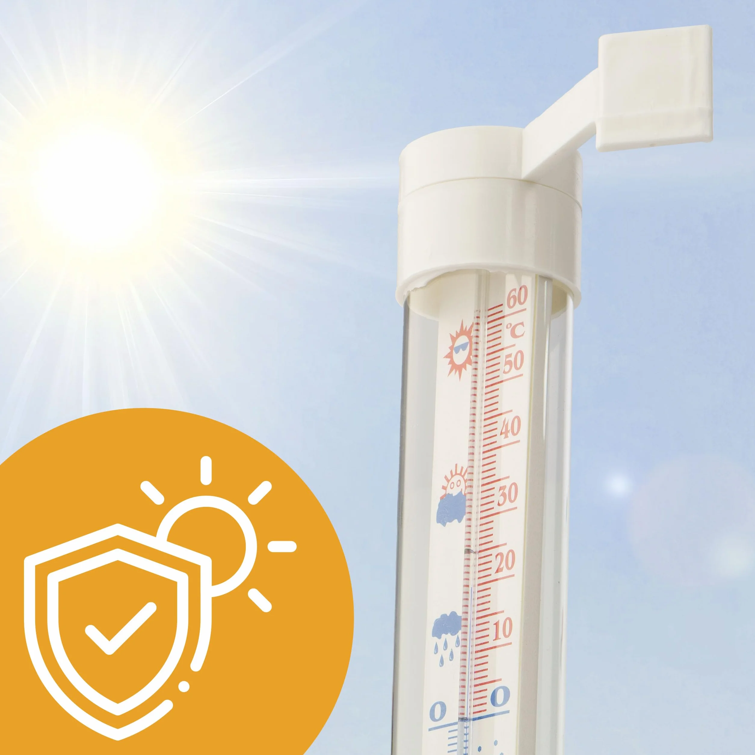 Termometr Zewnętrzny Wewnętrzny Czytelny Termometr Zaokienny za Okno - 50 ... +50 °C, Balkonowy Ogrodowy Duży 26 cm Tworzywo Sztuczne Biały