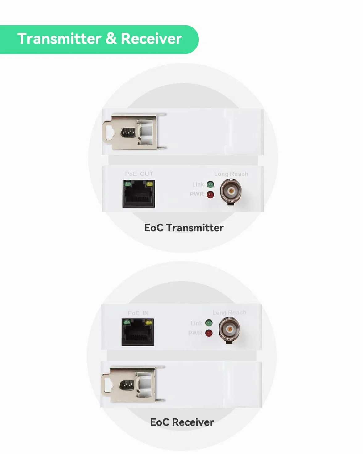 LINOVISION POE Over Coax EOC Converter IP Over Coax Max 1000 m Transmisja zasilania i danych przez zwykły kabel koncentryczny RG59 do modernizacji analogowego systemu nadzoru do systemu nadzoru IP