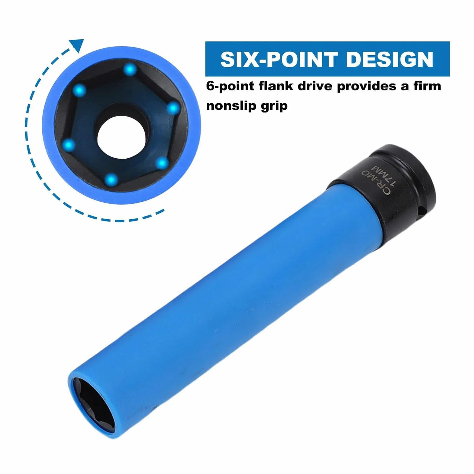 Generic Zestaw 3 nasadek udarowych 1/2 cala, 17 mm, 19 mm, 21 mm, metryczne nasadki do nakrętek kół ze stali CrMo o cienkich ściankach, z kolorowymi osłonami ochronnymi