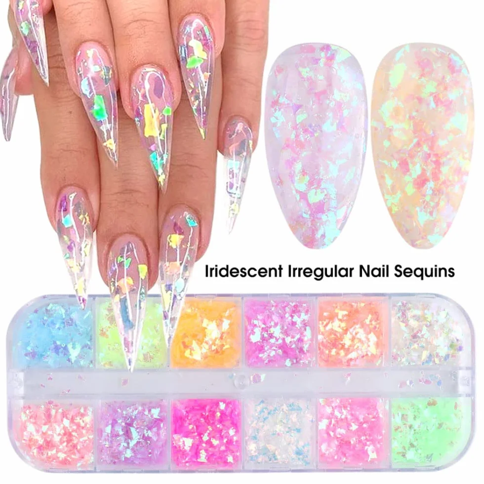 Nail Art Glitter Cekiny Płatki Opalizujące Żużel do Paznokci Brokat Chunky Płatki 3D Holograficzne Paznokcie Motyl