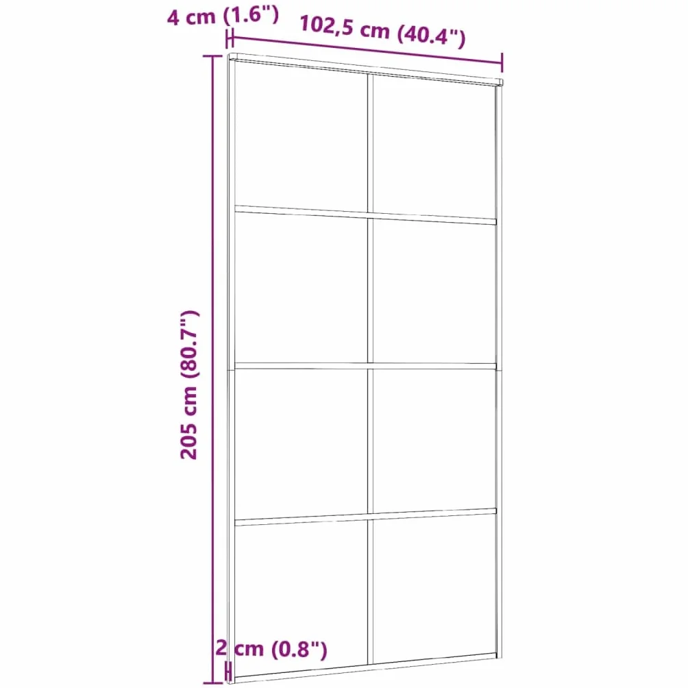 Drzwi przesuwne z aluminium ze szkłem bezpiecznym ESG 102,5 x 205 cm, czarne, grubość szkła 5 mm, rama 20 mm, zajmujące niewiele miejsca drzwi przesuwne do wnętrz