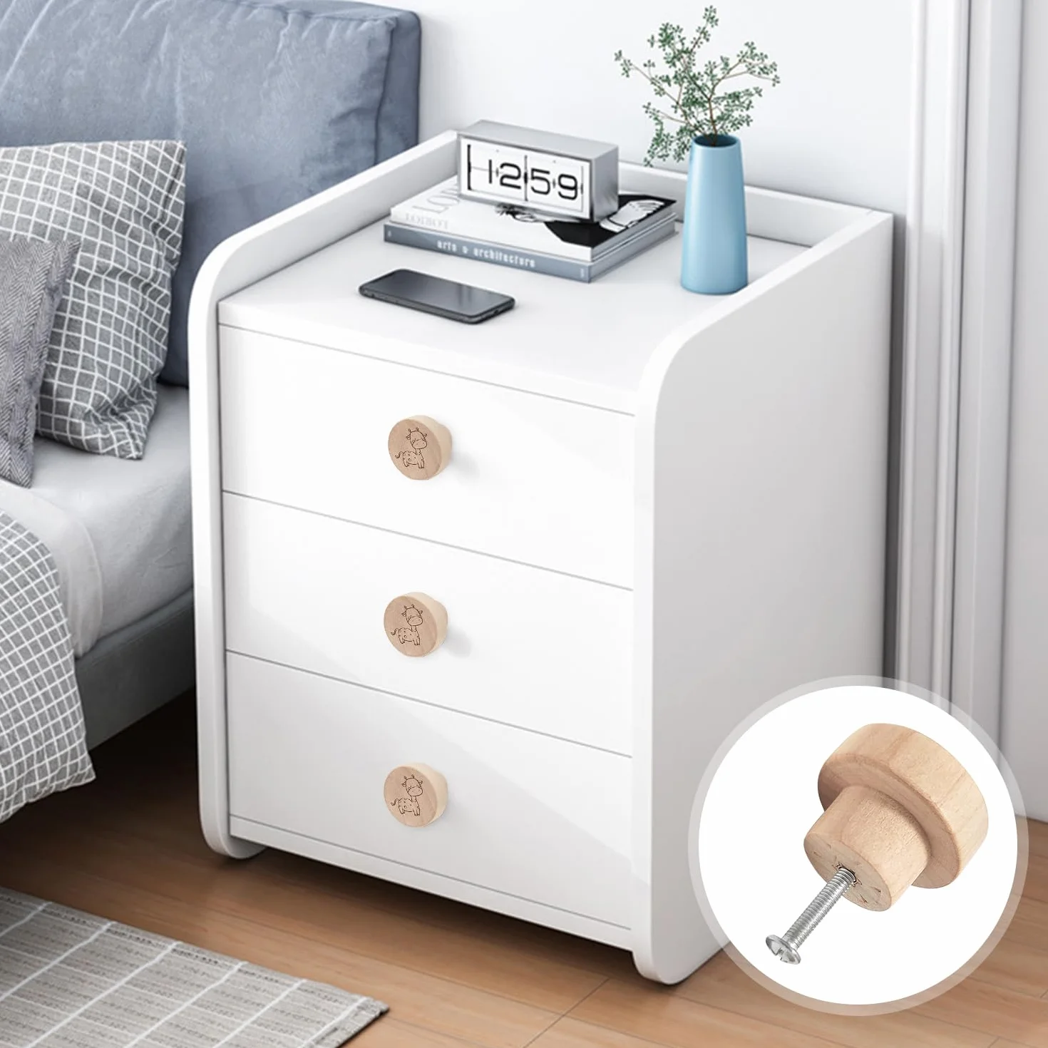 25 sztuk okrągłe drewniane gałki meblowe, 3,5 cm zwierzęta gałki do szuflad do drzwi szafki kuchennej, uchwyty i gałki szuflady szafki do kuchni, biura, szafy, komody
