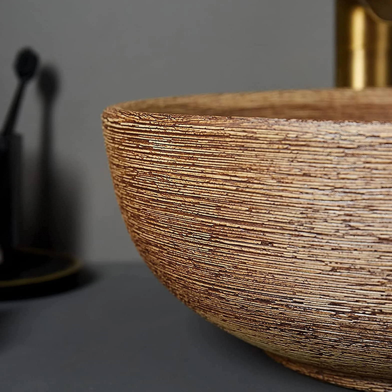 Umywalka ceramiczna nablatowa, umywalki nablatowe, okrągła miska umywalkowa z odpływem, umywalka Art Basin do szafki łazienkowej