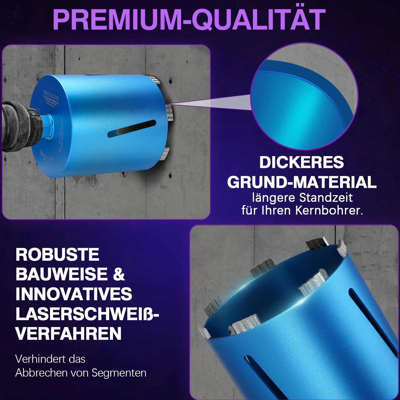 M22 | Ø 92 mm dł. 200 mm | koronka wiertnicza Turbo na mokro i sucho | z adapterem SDS Max | segment 10 mm | diamentowa koronka wiertnicza do puszek wiertło rdzeniowe do wiertarek rdzeniowych beton