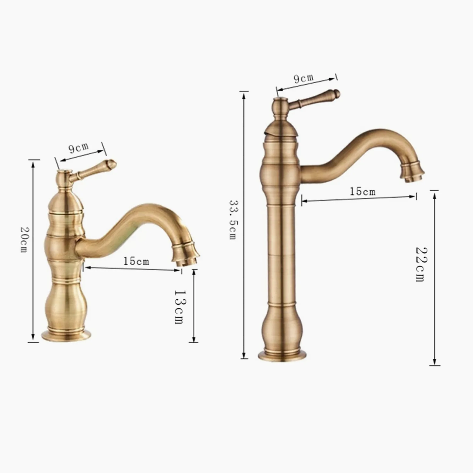 Baterie umywalkowe, Mosiądz Antyczne Tapy Łazienka Kran Bateria Column Water Kolumna Mikser Montażowy Dźwigowy Wysoka Krótki(Chrome Tall)