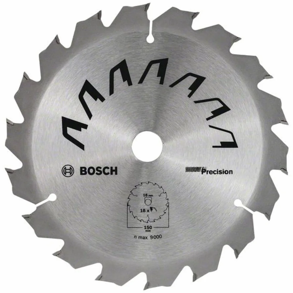 Bosch 1x Tarcza pilarska Precison (do Drewna, Ø 150 x 1.5/0.85 x 16 mm, 18 Zęby węglikowe, ATB, Osprzęt pił tarczowych)
