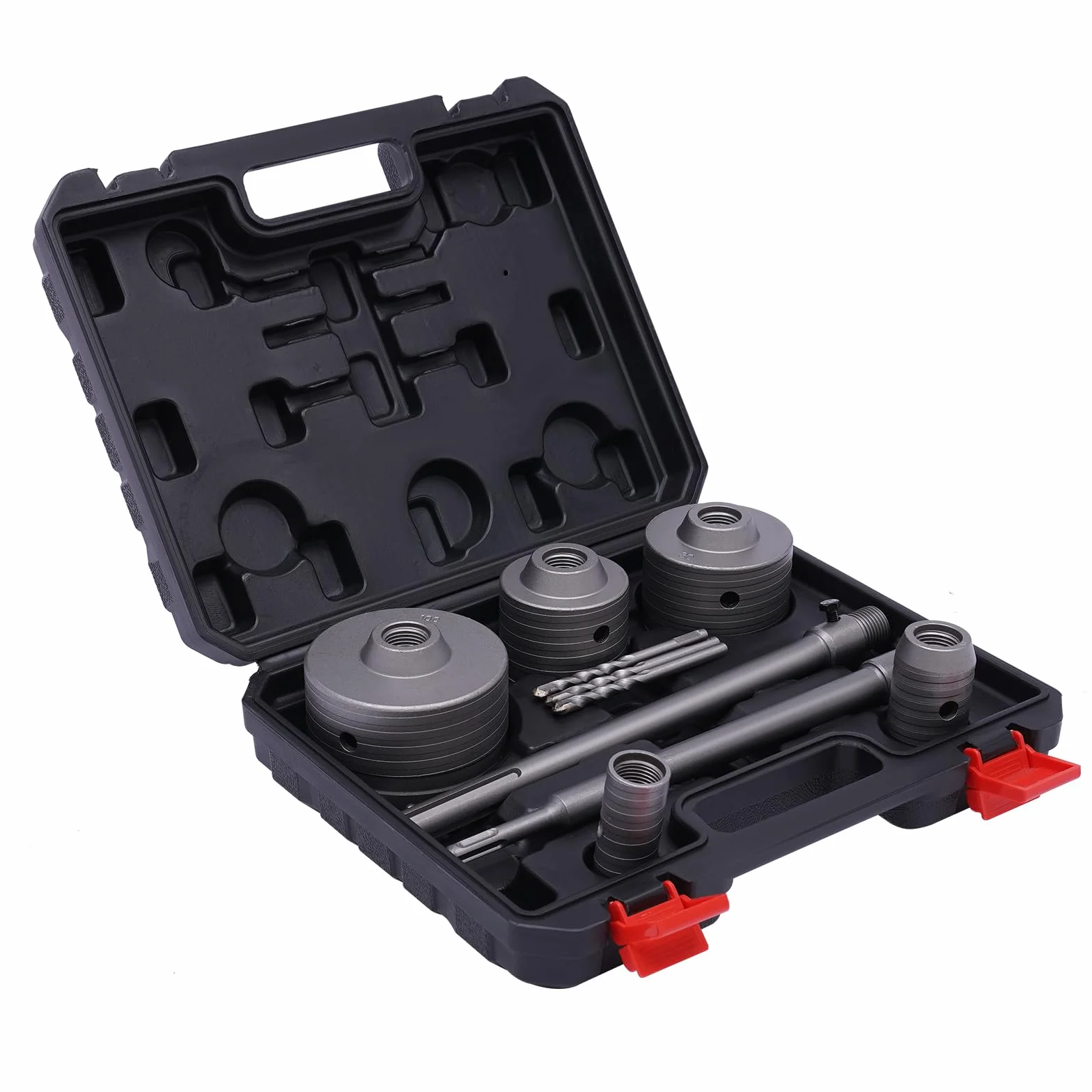 Zestaw 9 otwornic do betonu, Ø 30/40/68/80/100 mm, wiertło i adapter SDS-Plus, zestaw wierteł do betonu, wiertło rdzeniowe
