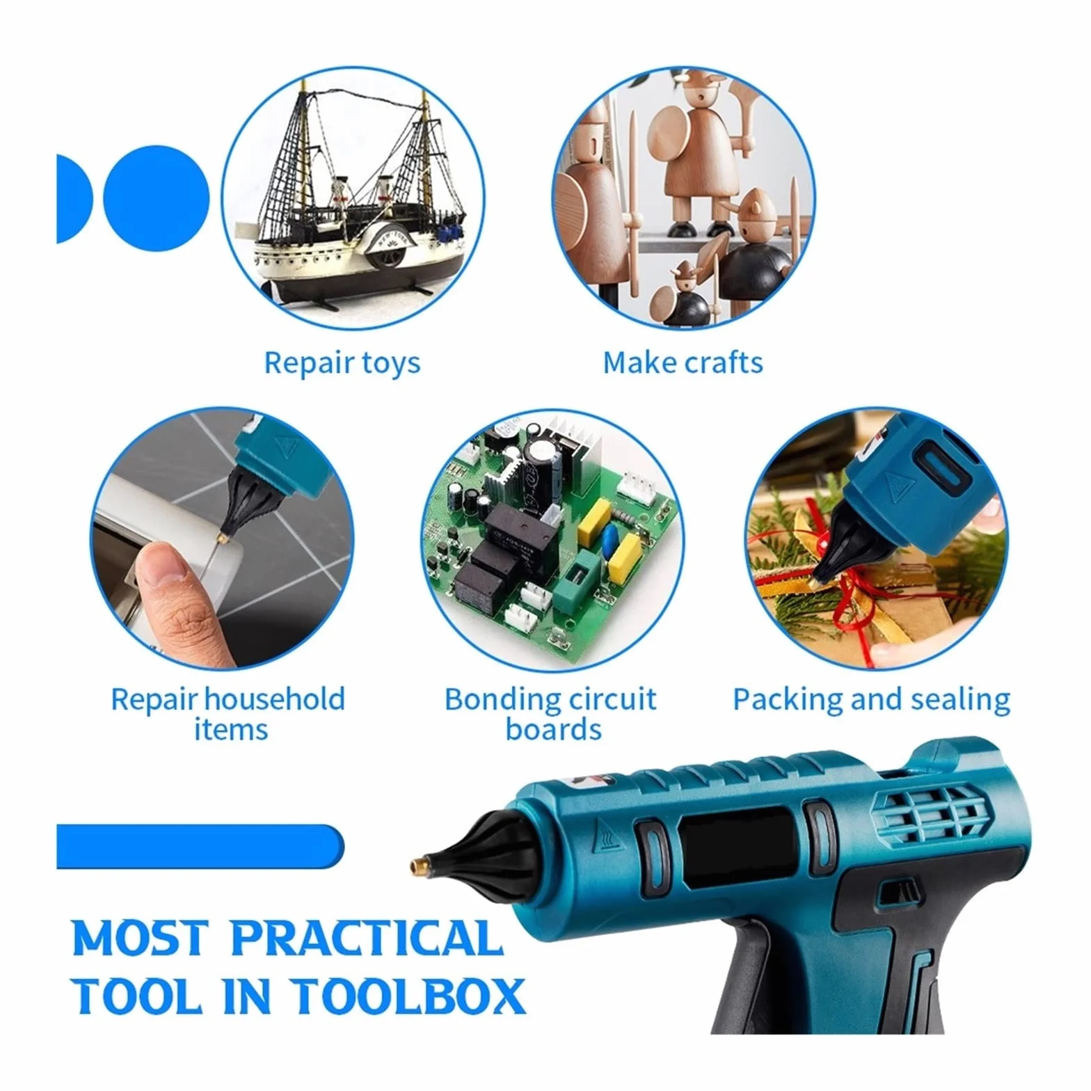 Pistolet Do Kleju Na GorąCo Pistolet do klejenia na gorąco w wysokiej temperaturze DIY Narzędzie do naprawy ciepła Elektryczny pistolet do klejenia na gorąco(Option 1)