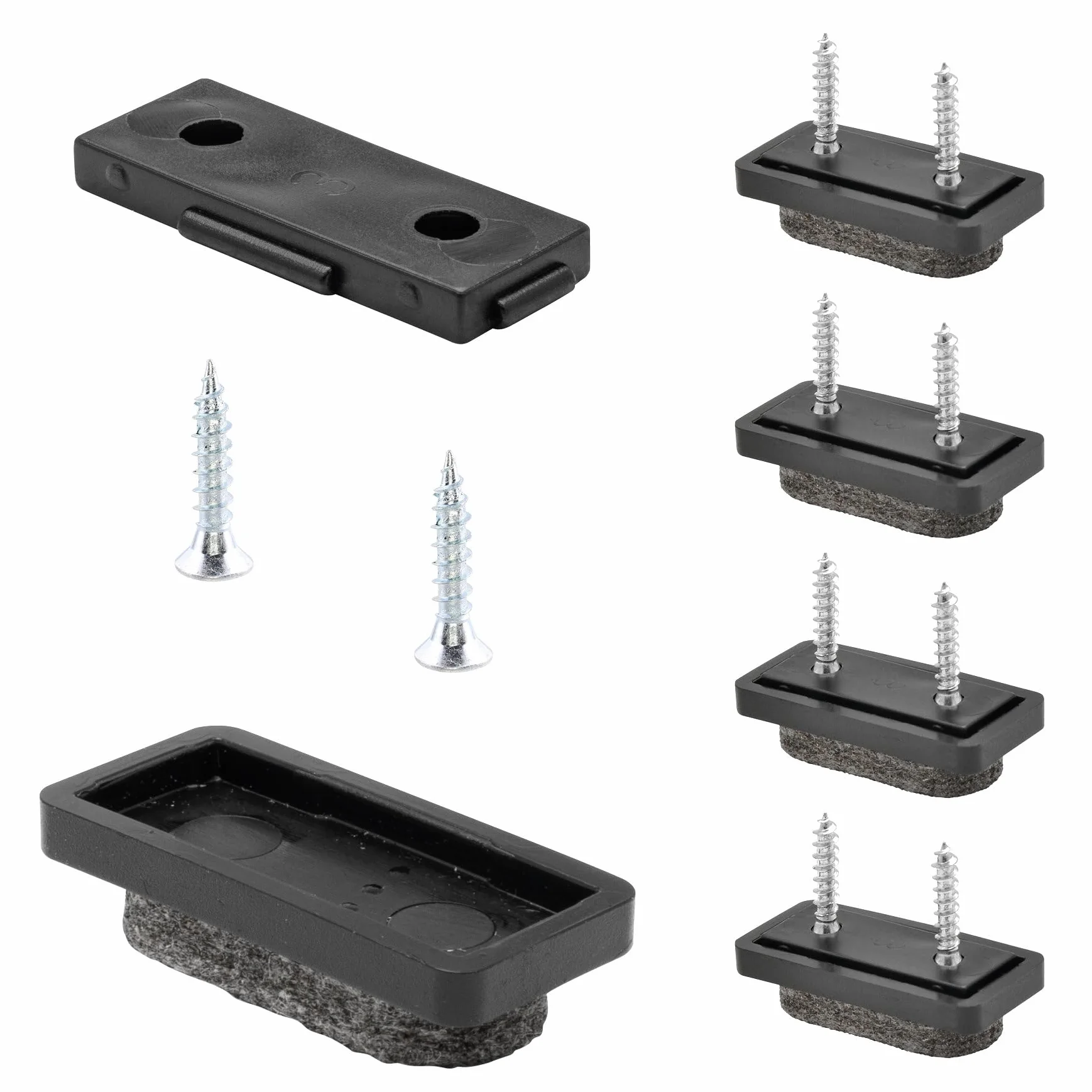 Wagner QuickClick® podkładki filcowe ślizgacze na krzesła, zestaw 4 szt. do przykręcenia I 4 x podstawa + 8 x śruba + 4 x wymienne wkładki ślizgowe - filc wełniany Ultrasoft - wkładka 32 x 15 mm - wyprodukowano w Niemczech - 15782800