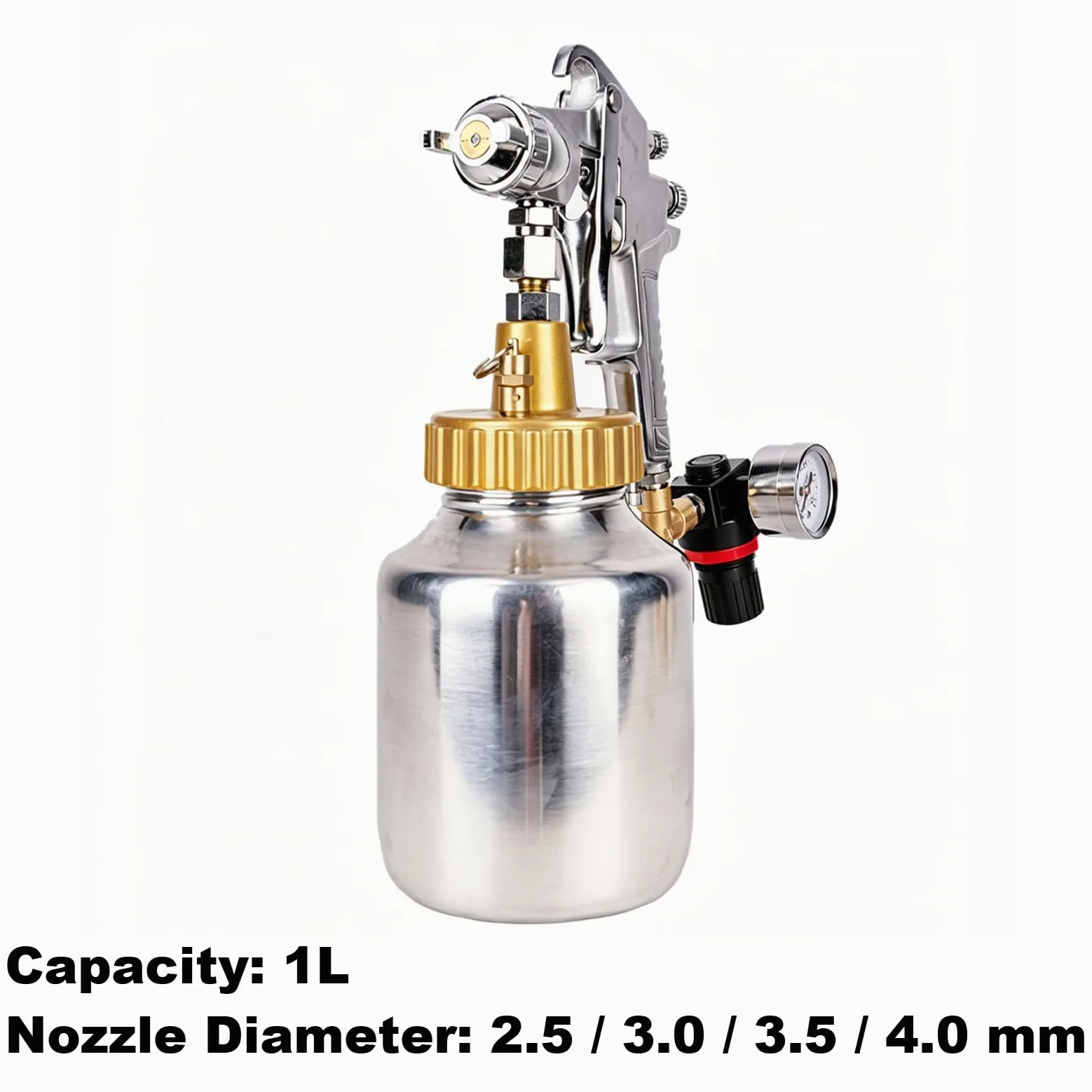 Pistolet Do Malowania Pod Ciśnieniem Ze Zbiornikiem Ciśnieniowym, Manometrem, Dysze 2,5–4,0 Mm Do Malowania Przemysłowego Mebli Samochodowych(Size:Nozzle Diameter 3.5,Color:1L)
