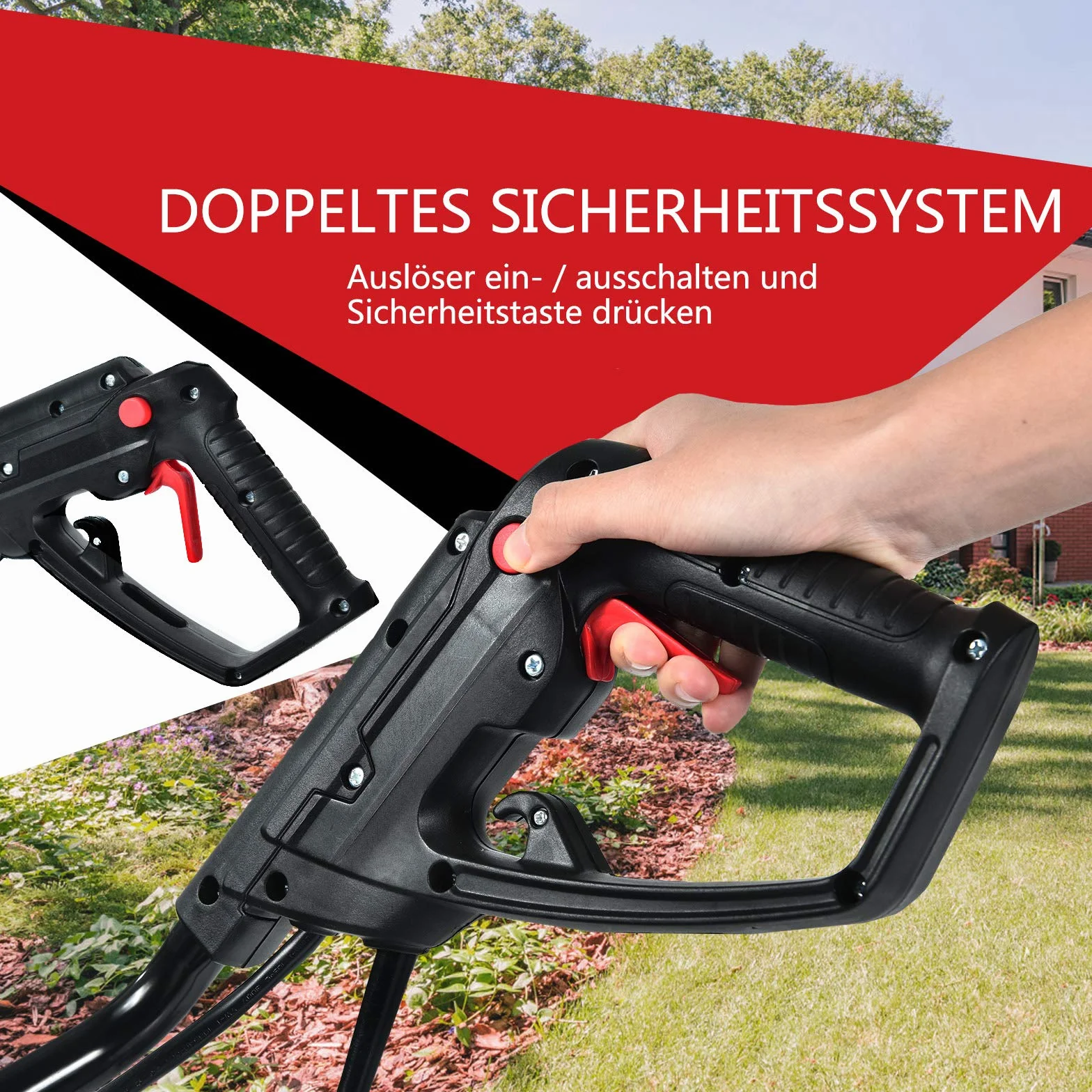 COSTWAY Elektryczna glebogryzarka 1500 W składana 6 noży głębokość robocza 22 cm szerokość robocza 43 cm