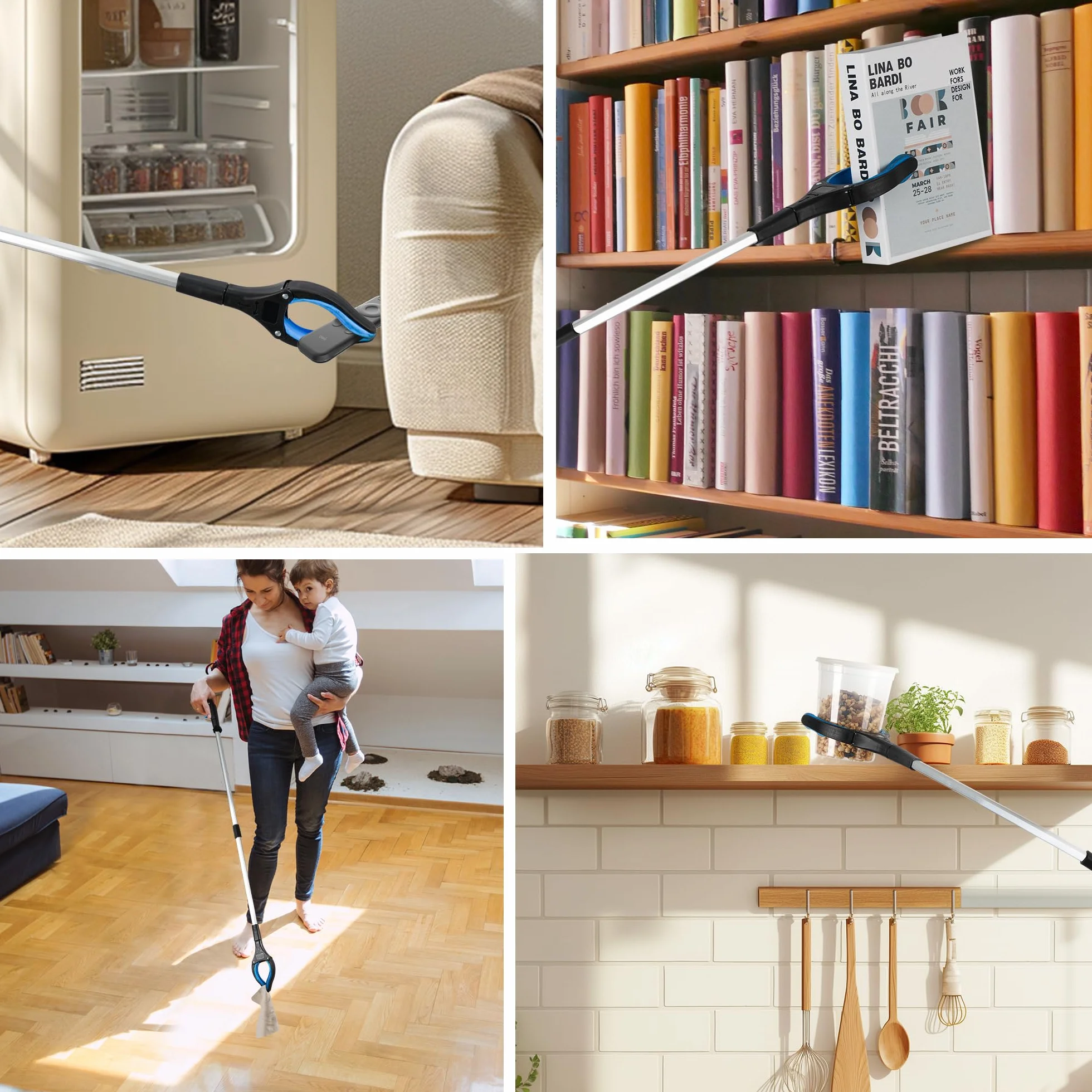 Szczypce chwytakowe dla seniorów, 83 cm, aluminiowe szczypce do śmieci, składane chwytaki dla seniorów