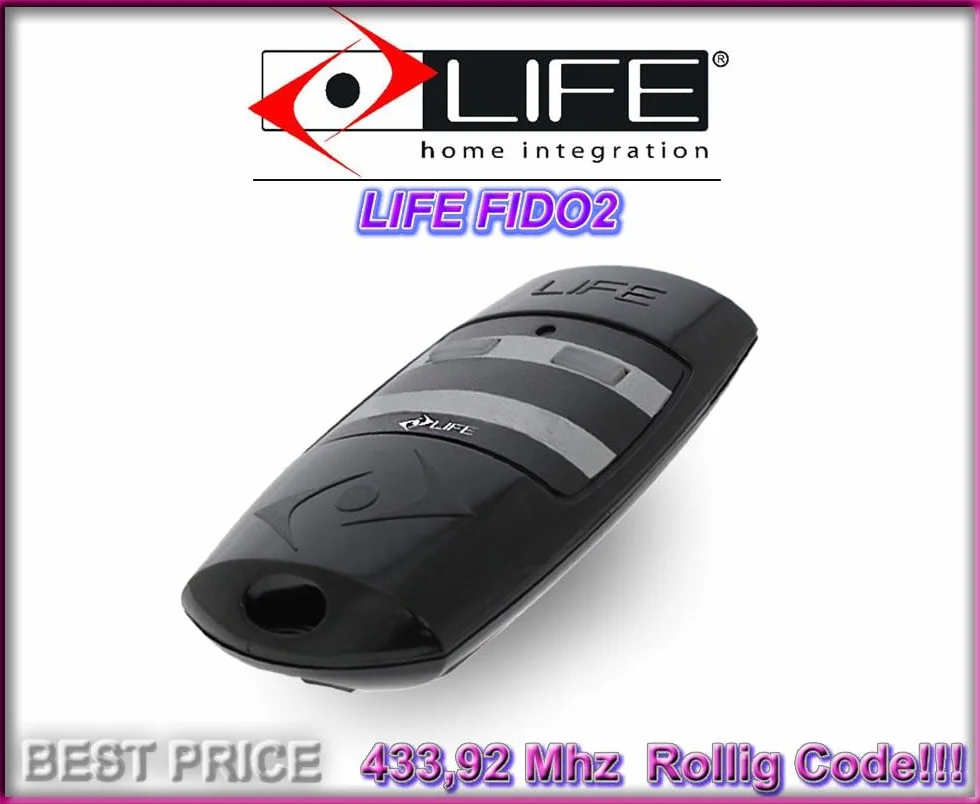 Life FIDO2 2-kanałowy nadajnik ręczny 433,92 MHz Rolling Code pilot zdalnego sterowania