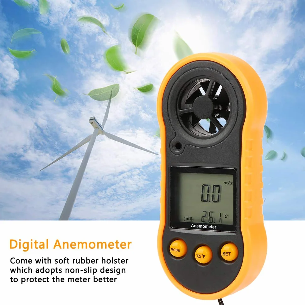 Cyfrowy anemometr ręczny GM818 LCD do pomiaru prędkości powietrza