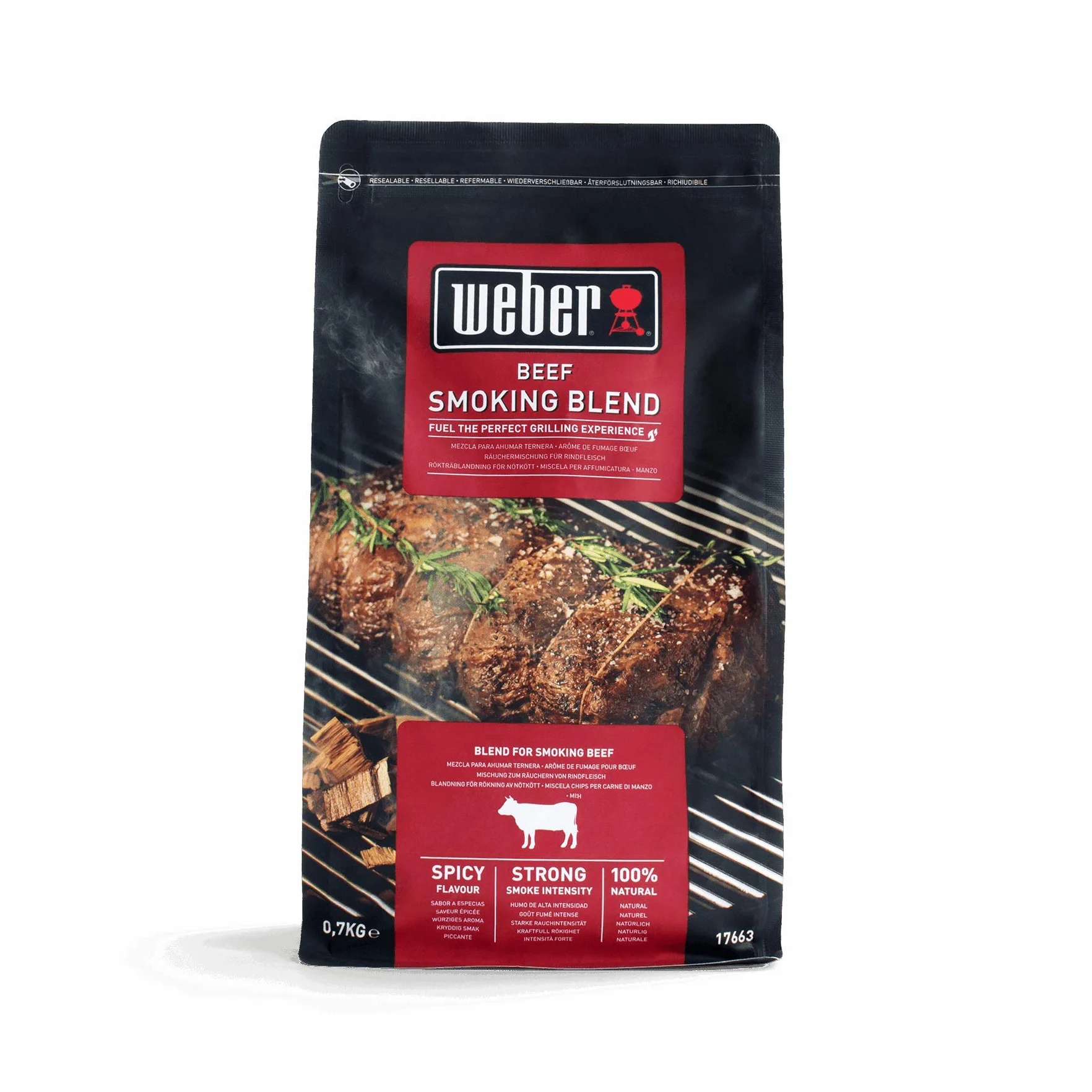 Weber Wiórki (Opakowanie 700g) - do mięsa wołowego, mieszanka wiórów z drzew liściastych, orzechów i drzew owocowych, produkt UE, pozyskiwany w sposób zrównoważony, drewno certyfikowane FSC (17663)