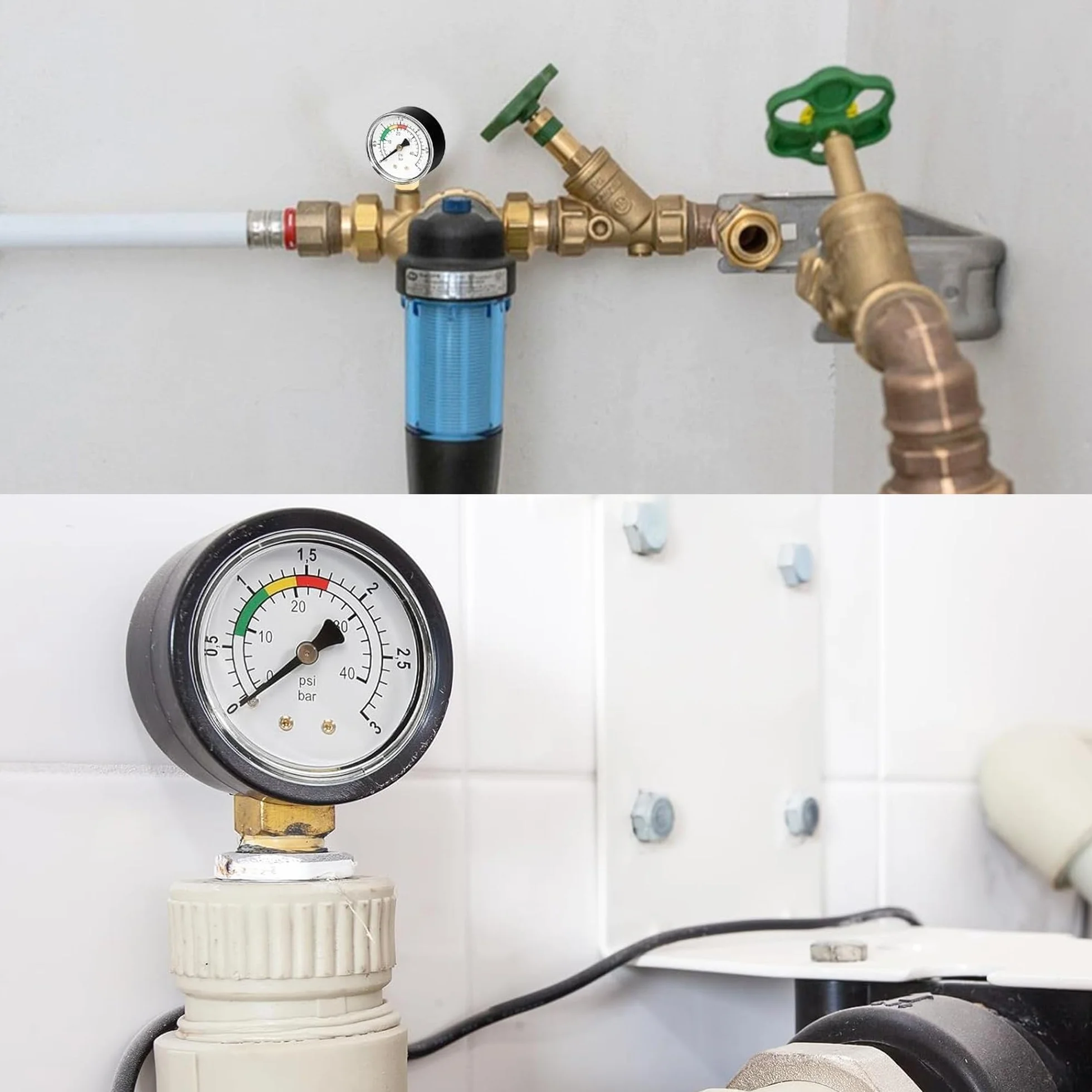 Manometr basenowy średnica 50 mm przyłącze pionowe 0-3 BAR/PSI do filtra piaskowego