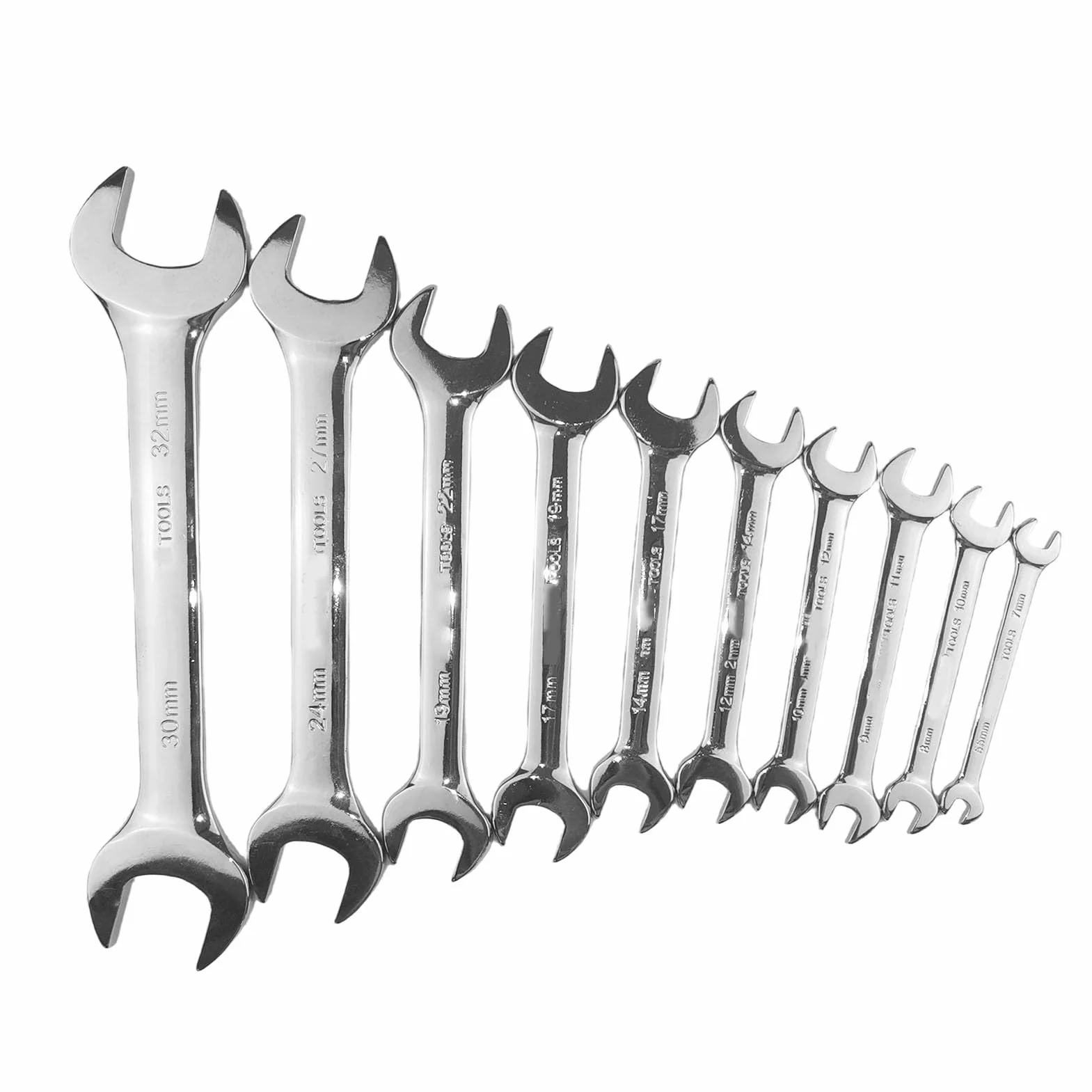 Hyuduo Zestaw 10 Kluczy Płaskich Dwustronnych ze Stali Węglowej 5.5-32mm z Precyzyjnie Kutym, Antypoślizgowym Wzorem do Napraw Samochodów, Konserwacji Domowej i zadań przemysłowych.