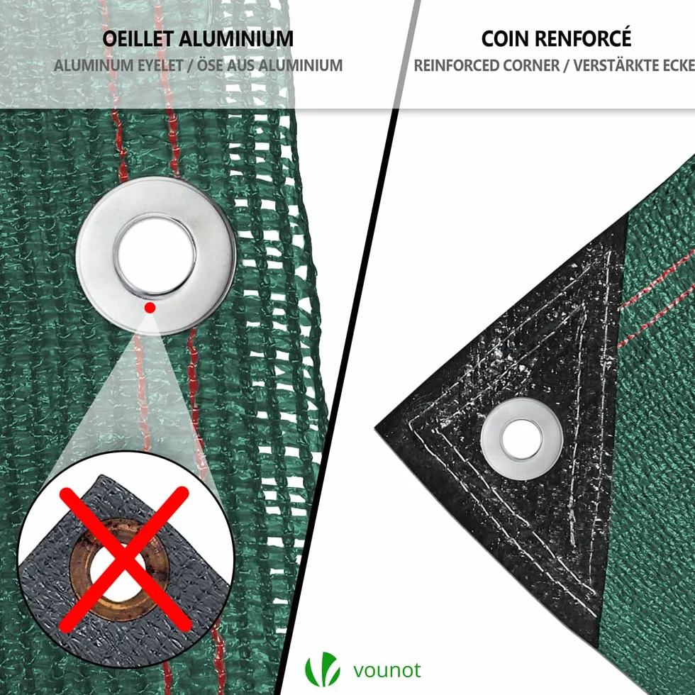VOUNOT Siatka maskująca HDPE 1,5x10m 230g/m² 95% zacienienia odporna na UV zielona