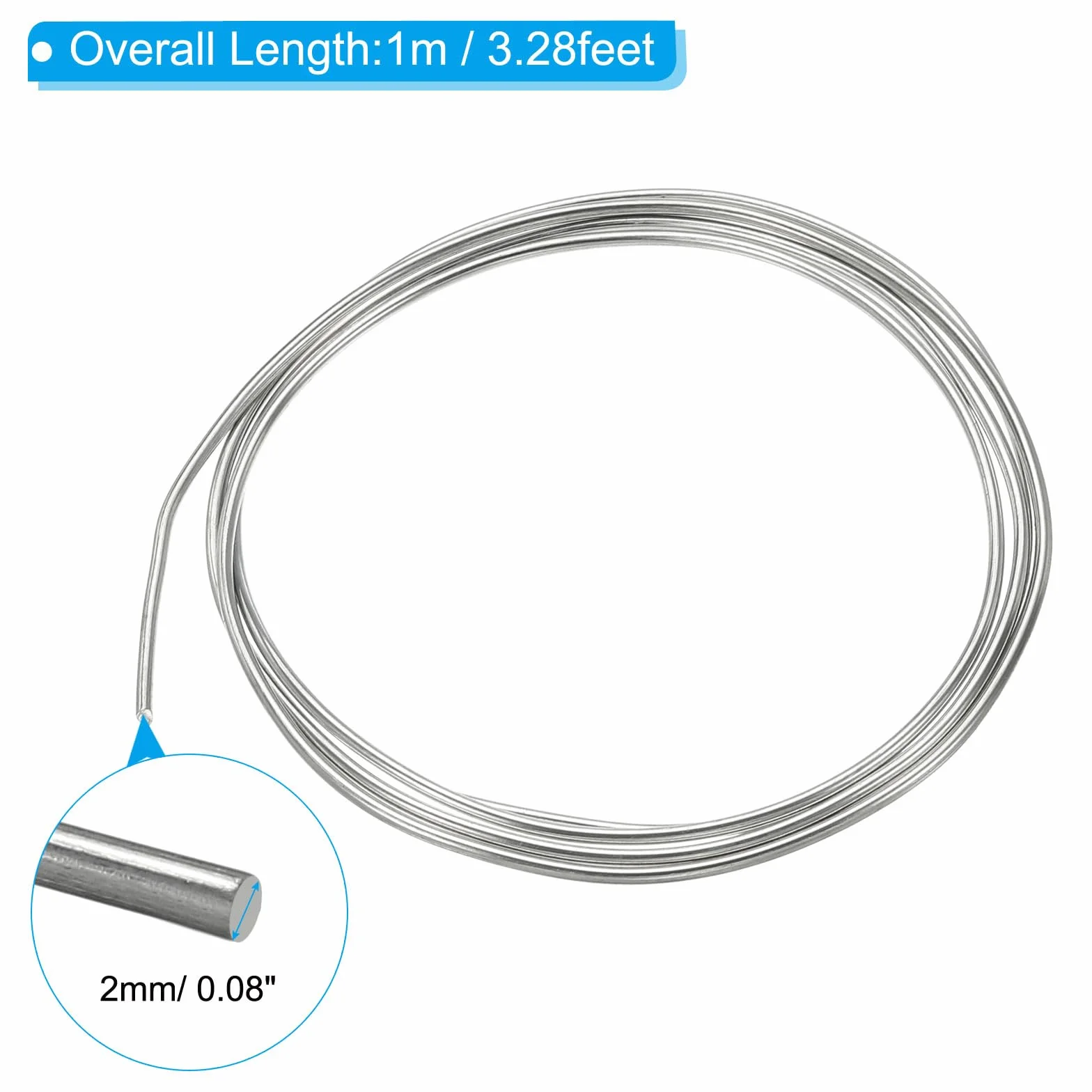 PATIKIL Drut cynkowy 99,99% o wysokiej czystości 12 Gauge 2 mm miękka nić 3,28 stopy/rolka