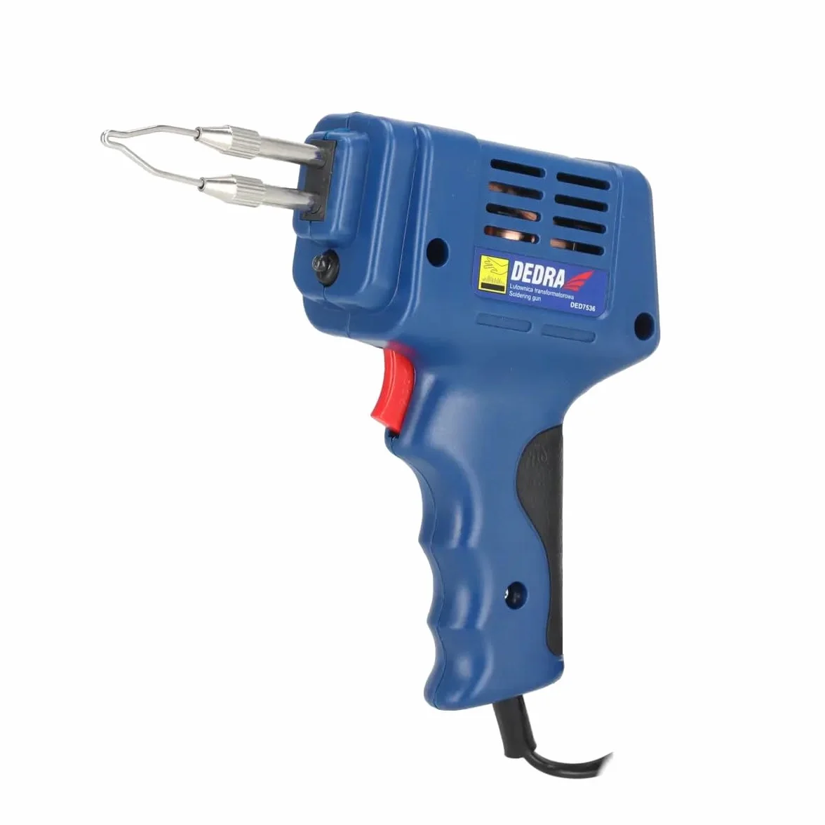 DEDRA DED7536 – 175 W Lutownica Transformatorowa z Podświetleniem LED, 600 °C, Rękojeść Ergonomiczna, Zestaw: 2 Groty + Cyna + Pasta