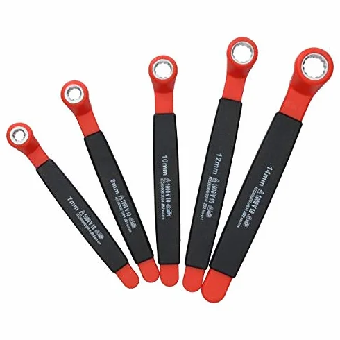 AB Tools 5 szt. VDE izolowany klucz oczkowy zestaw 7 mm - 14 mm elektrycy 1000 V AC