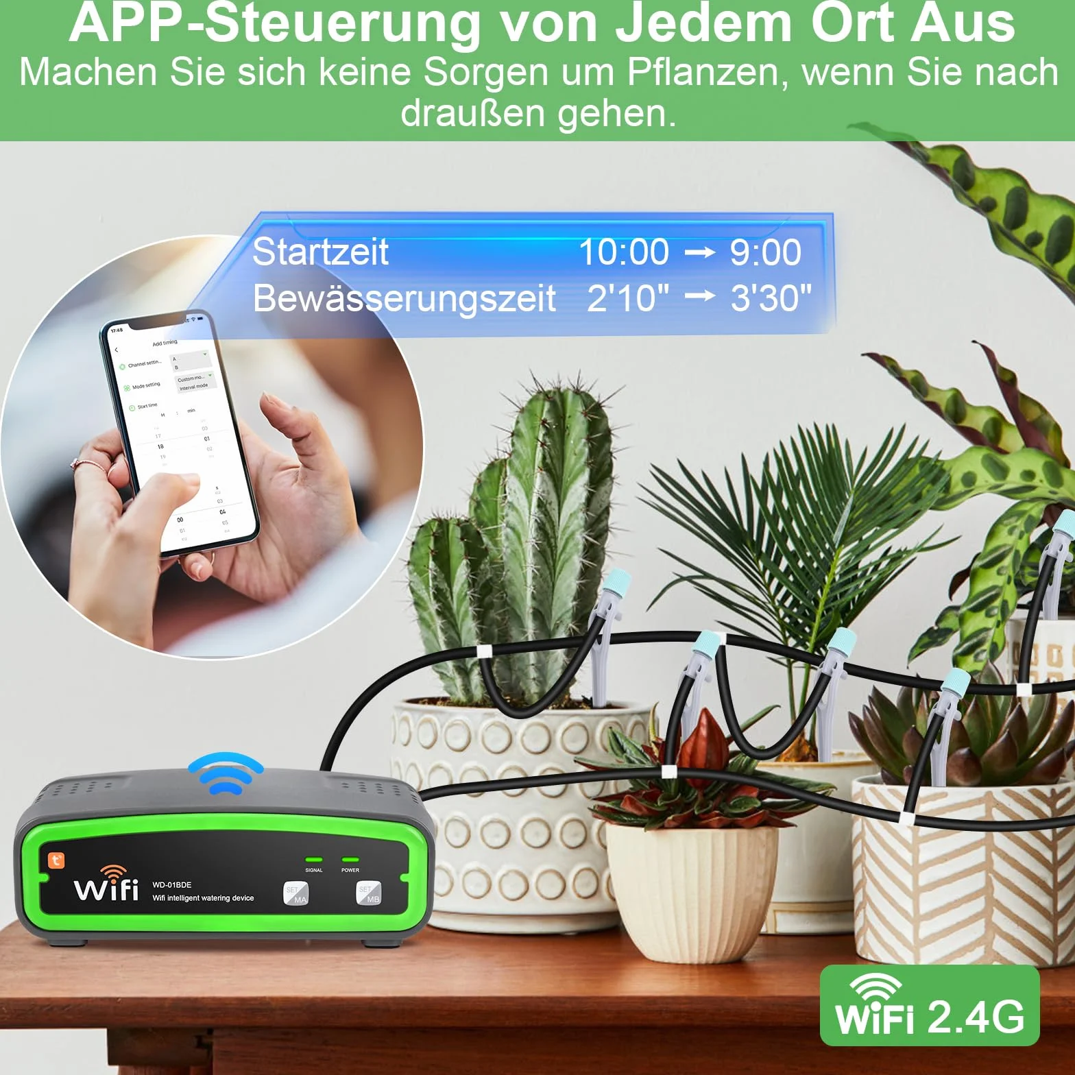 GuKKK WiFi automatyczny system nawadniania z podwójną pompą, zestaw do nawadniania kropelkowego sterowany aplikacją