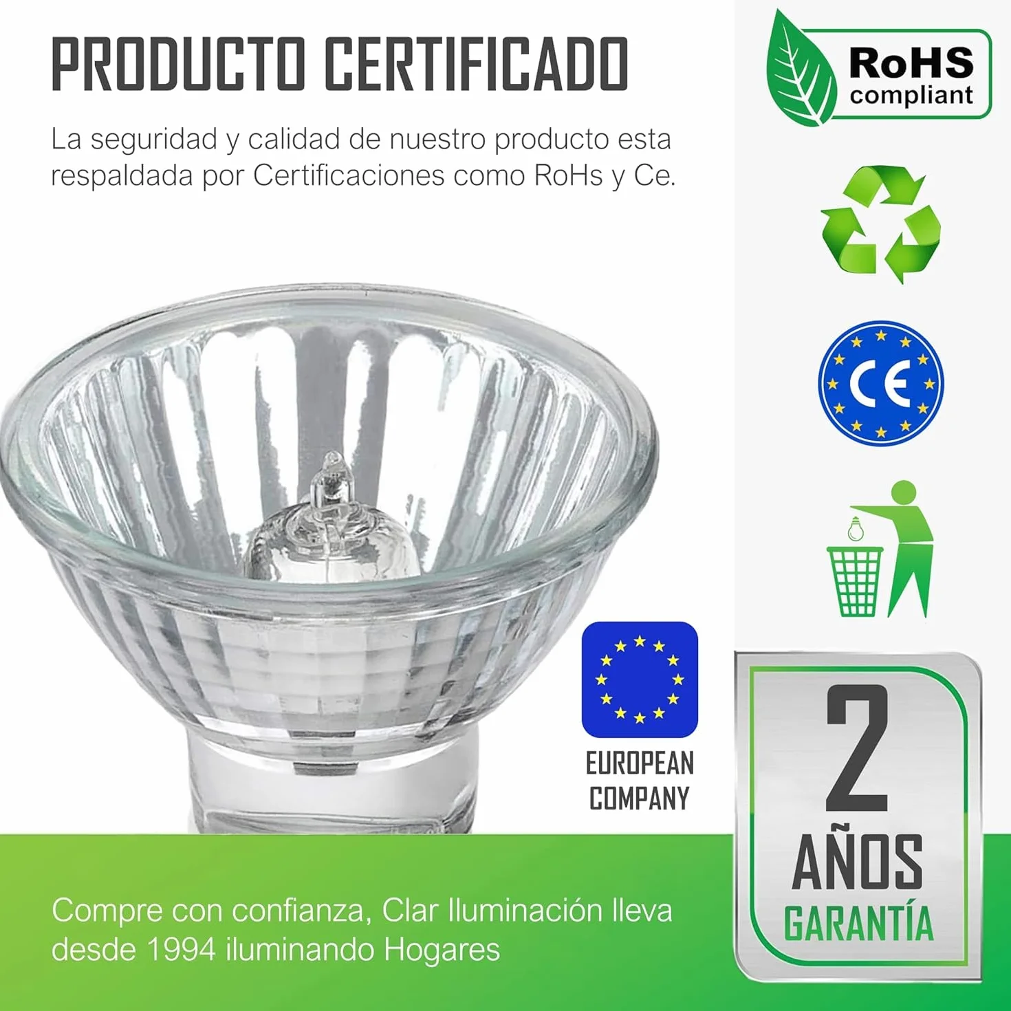 CLAR - Żarówka halogenowa 35 W, żarówka 12 V, reflektor 12 V, lampa halogenowa, żarówka GU4, żarówka alogenowa, reflektor halogenowy, lampa halogenowa (opakowanie 10)