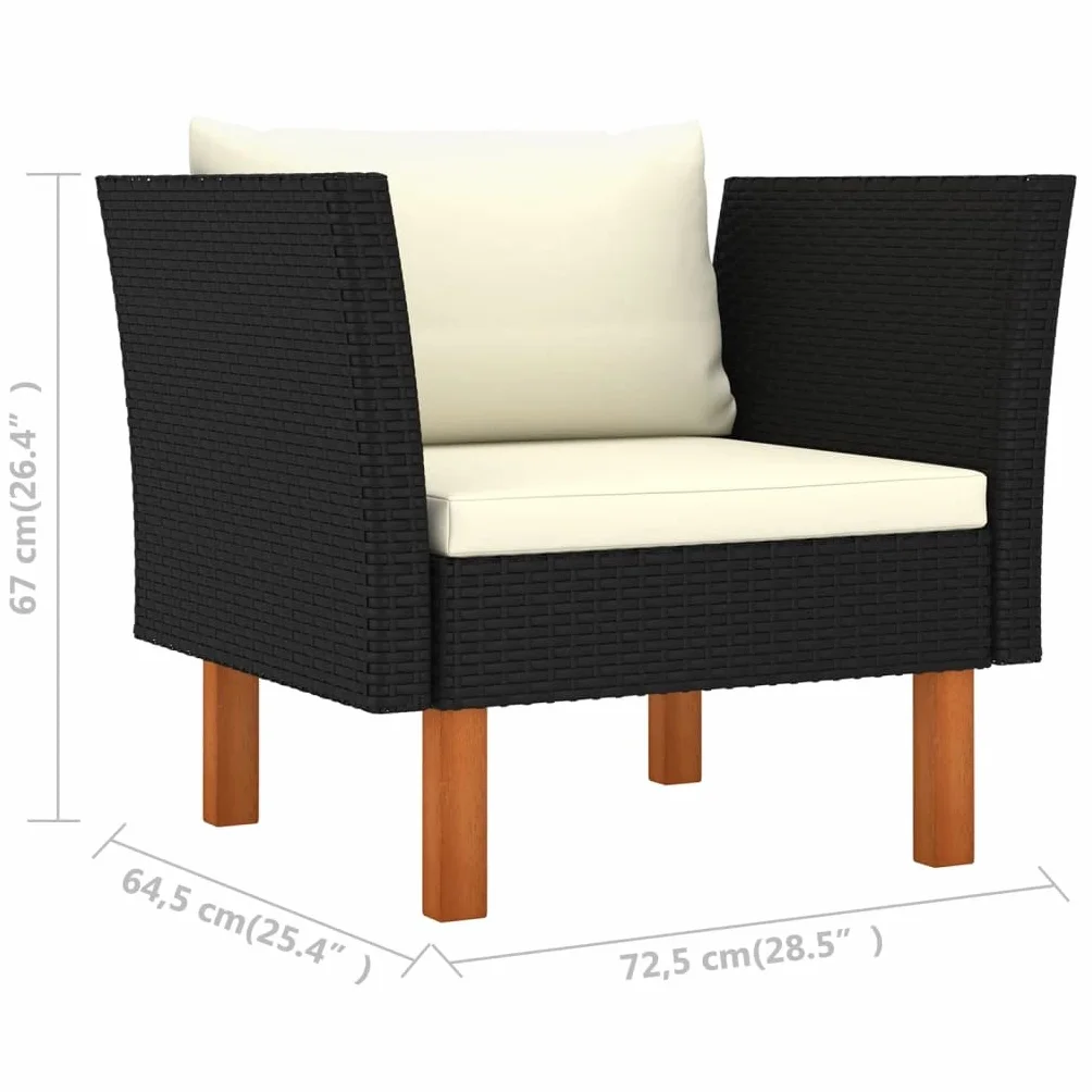 vidaXL Sofa ogrodowa, polirattan i lite drewno eukaliptusowe