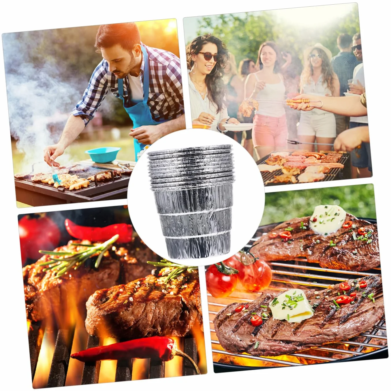Wkładki Do Wiadra Tłuszcz z Ocynkowanej Folii Aluminiowej Elastyczne Wyściółki Do Grilla BBQ 12 Szt.