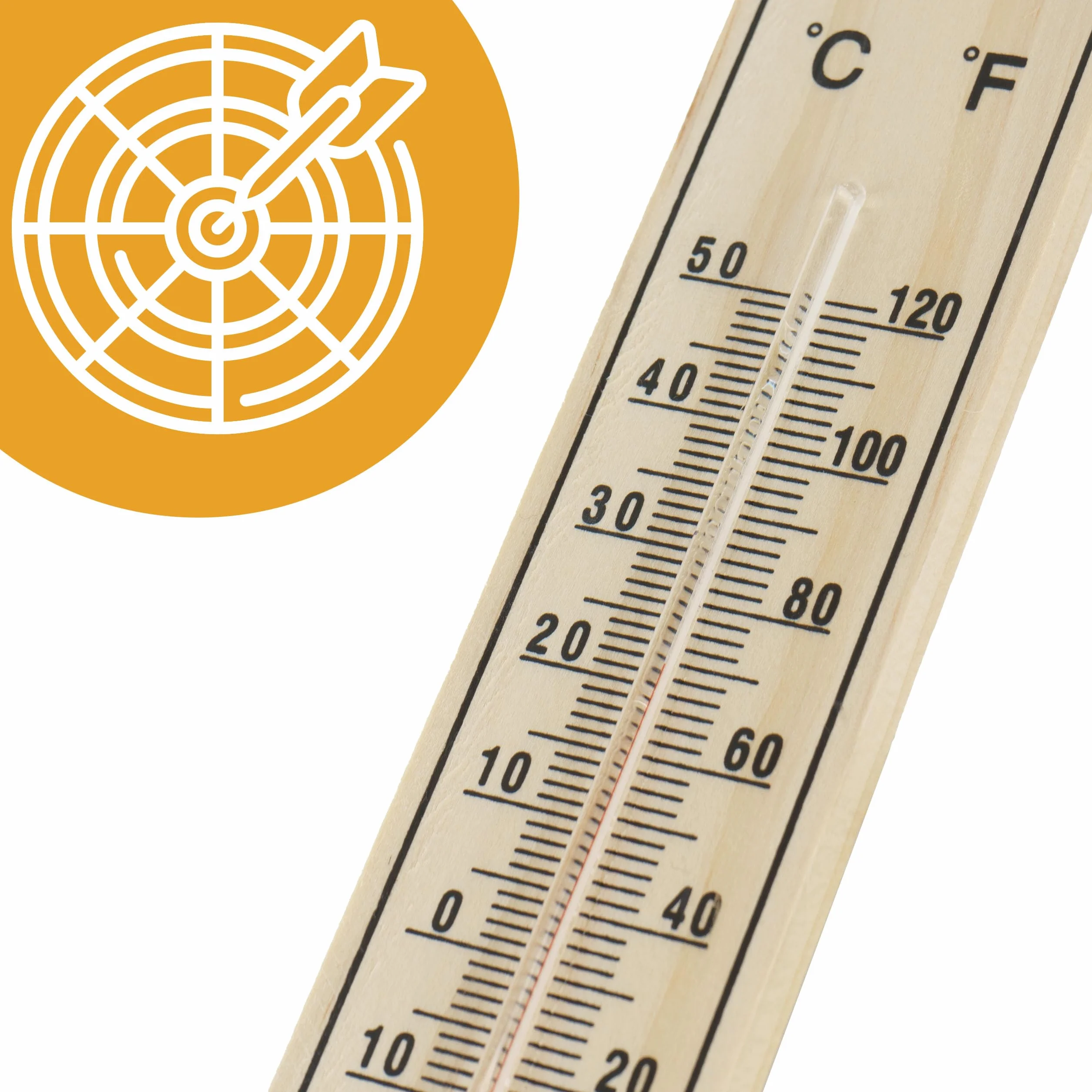 Termometr drewniany zewnętrzny wewnętrzny -40 +50°C 20,5x4x0,8 cm na wieszak