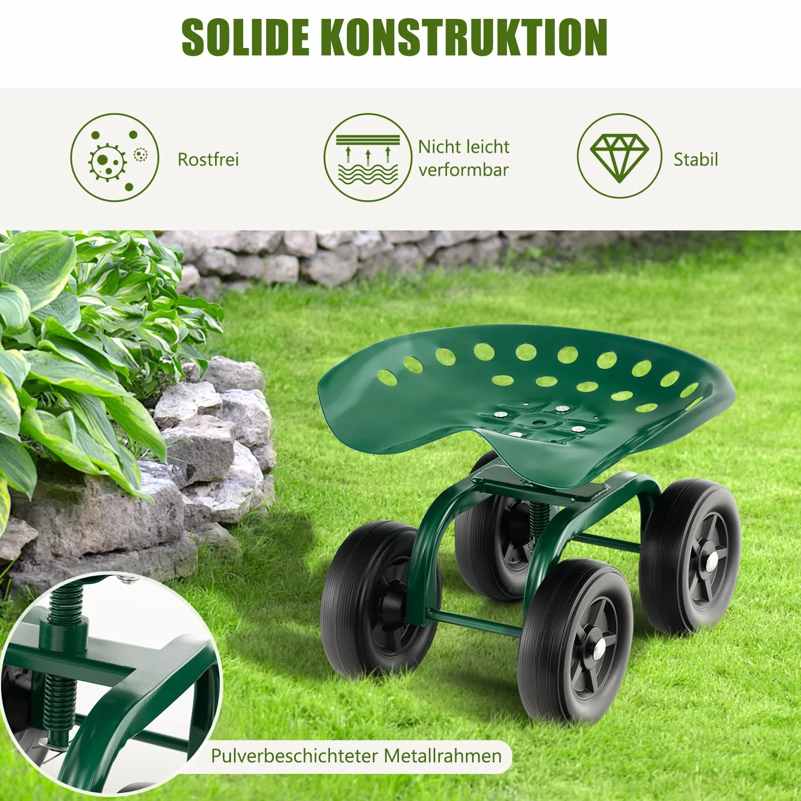 GOPLUS Siedzisko na kółkach regulacja wysokości 28-40 cm 150 kg