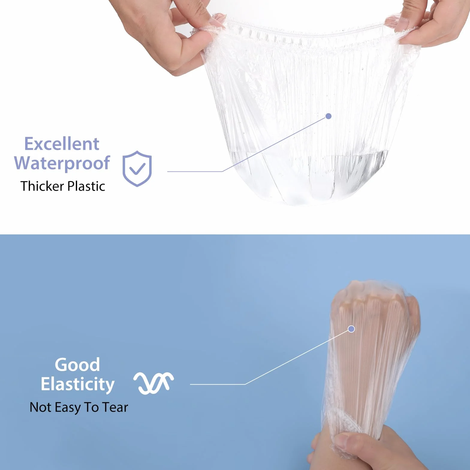 WLLHYF Jednorazowe czepki prysznicowe, wodoodporne czepki do włosów, ochrona włosów, elastyczny czepek prysznicowy do użytku domowego, do salonu, spa, hotelu, prysznica (jeden rozmiar, 100)