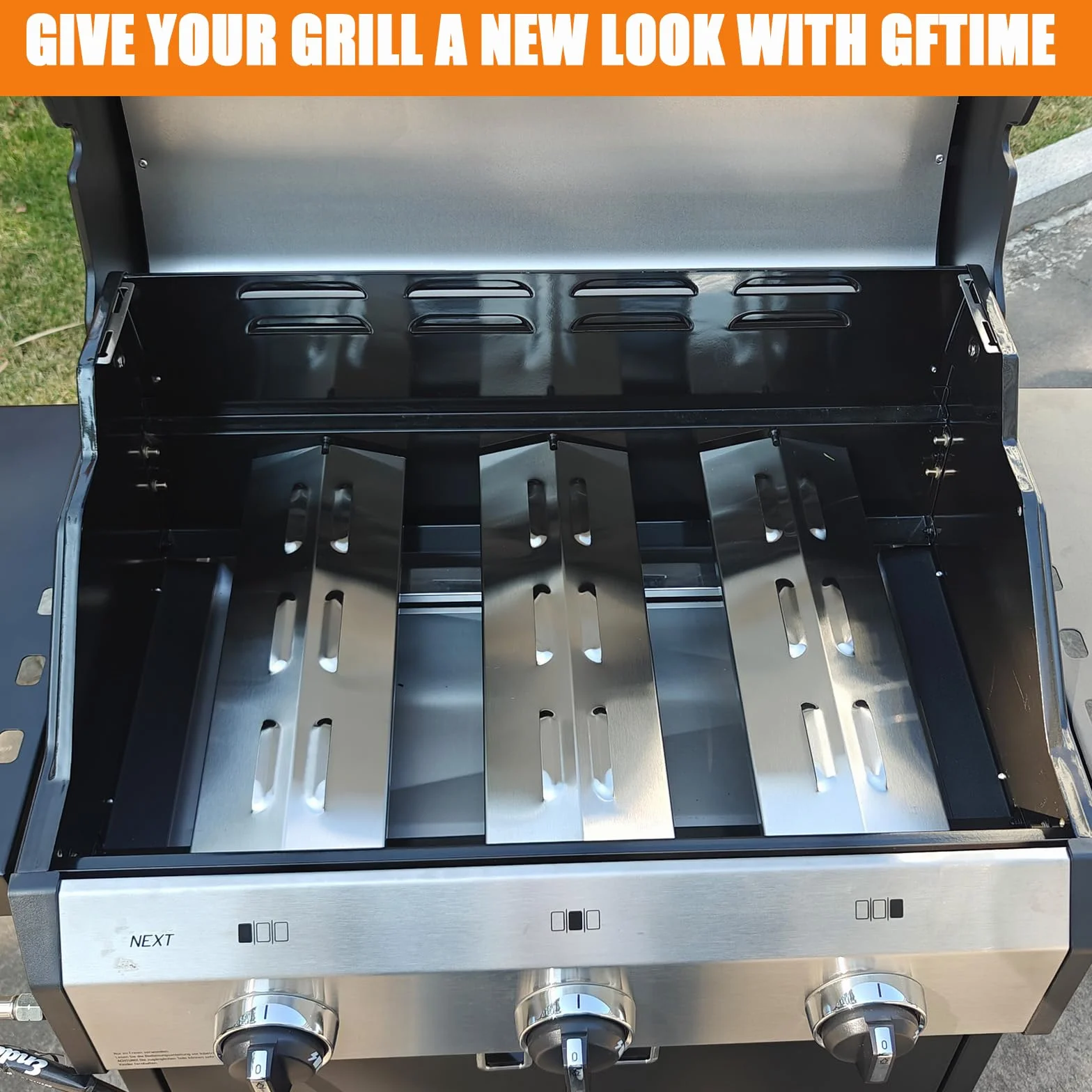 GFTIME 36,5x12cm Uniwersalna osłona palnika ze stali nierdzewnej Płyta grzewcza Części zamienne do Enders Chicago 3, Enders Boston Pro 3K, Enders Boston 6 Kr Turbo, Tepro 3561, Barbecook Brahma 4.0