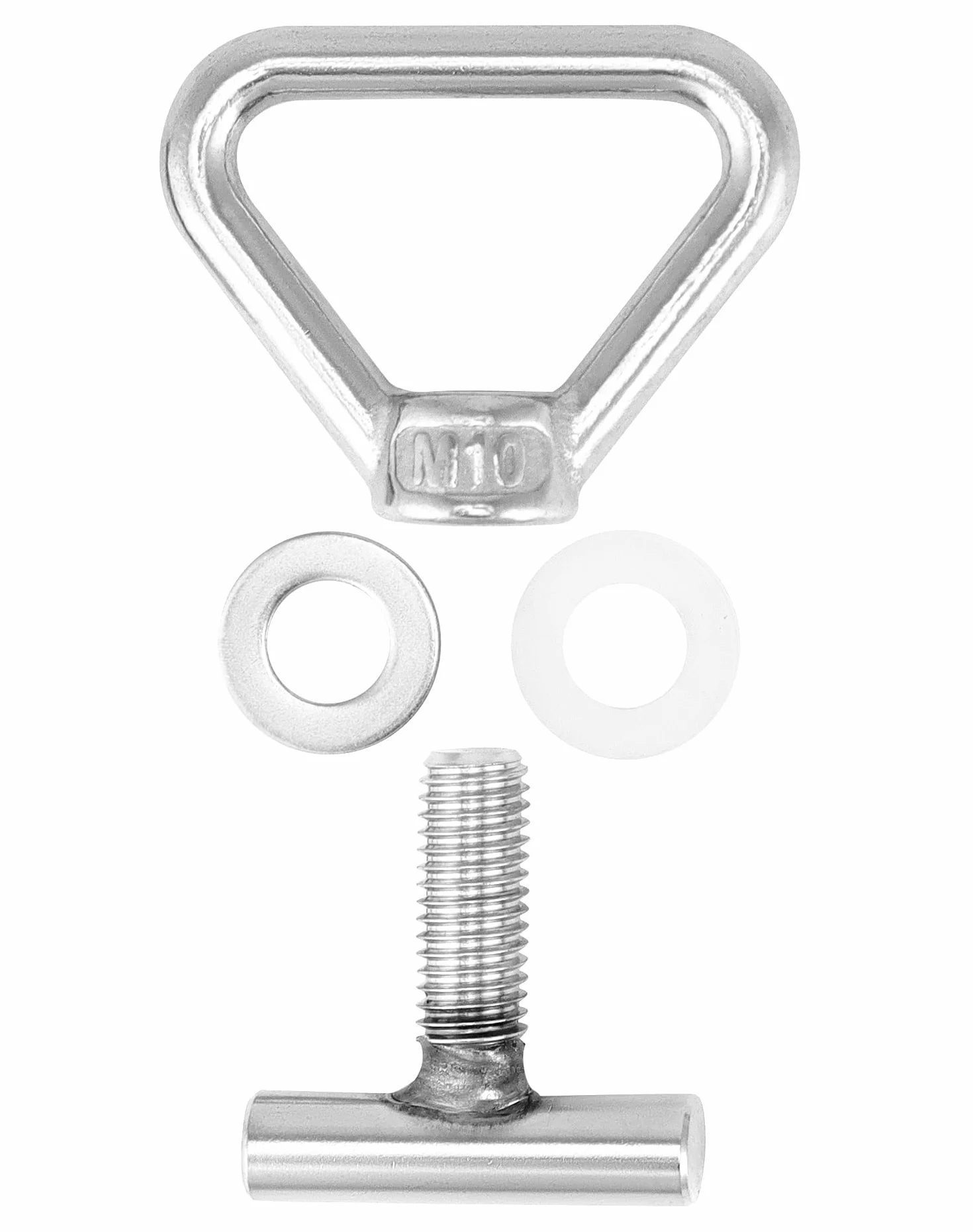 QWORK® 4szt. Ucha mocujące M10 do mocowania ładunku, nakrętki trójkątne ze stali nierdzewnej 304 ze śrubami do VW T5 T6, nośność 100 kg