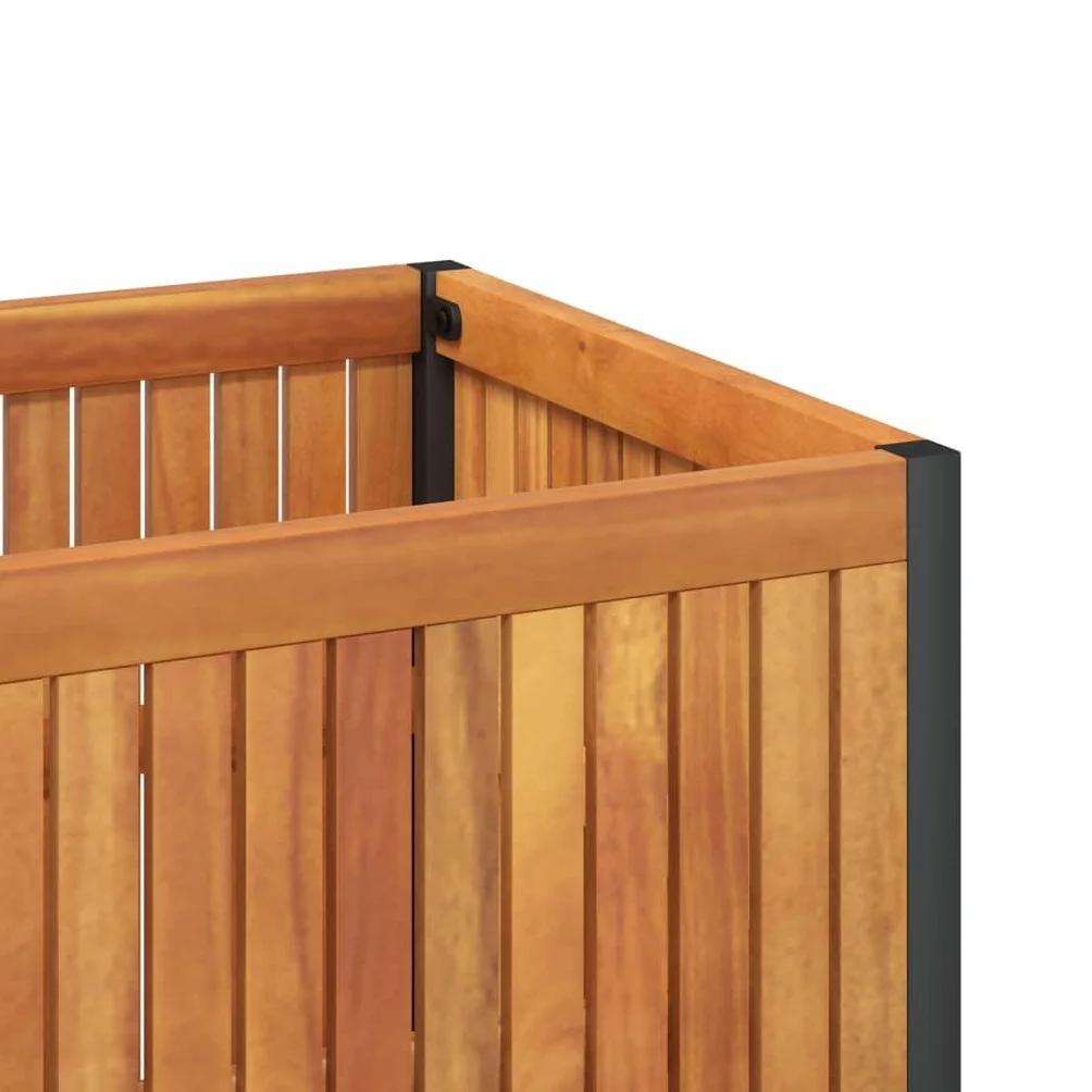 vidaXL Donica ogrodowa, 80x30x27,5 cm, lite drewno akacjowe i stal