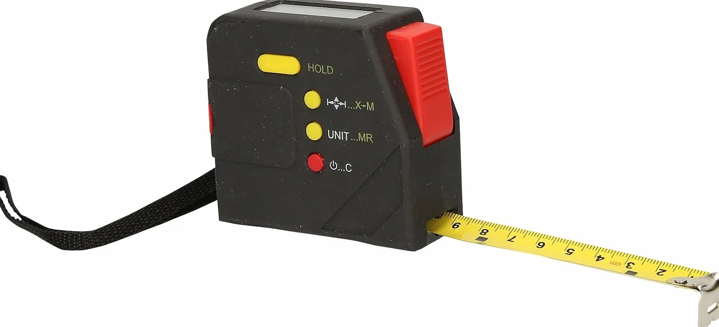 KS Tools 300.1111 Eelktryczna taśma miernicza z blokadą i klipsem do paska, cyfrowa, 5 m, 19 mm