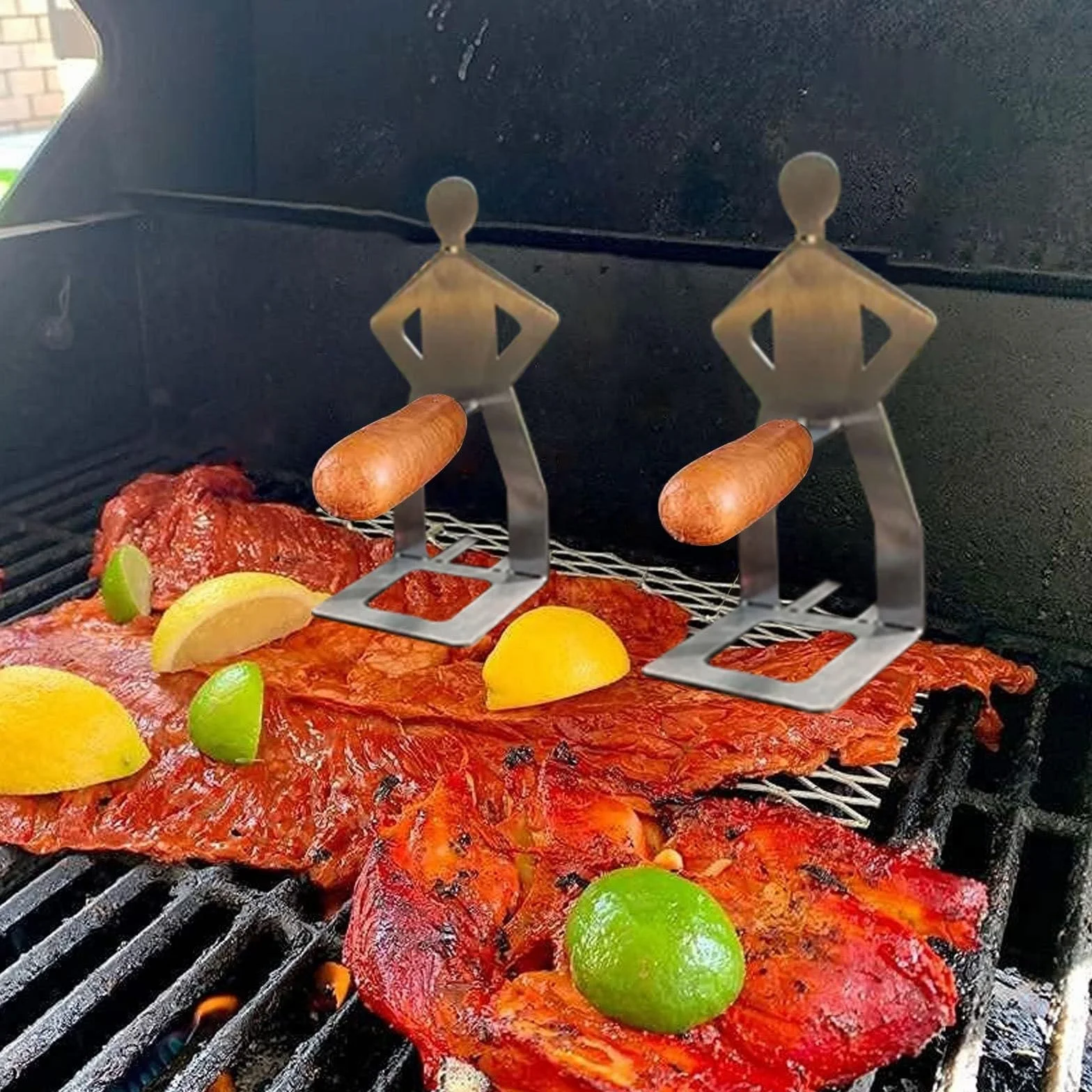 Zabawny stojak na kiełbasę z hot dogami przenośny stojak na grilla stojak na grilla ze stali nierdzewnej stojak na przybory do grillowania