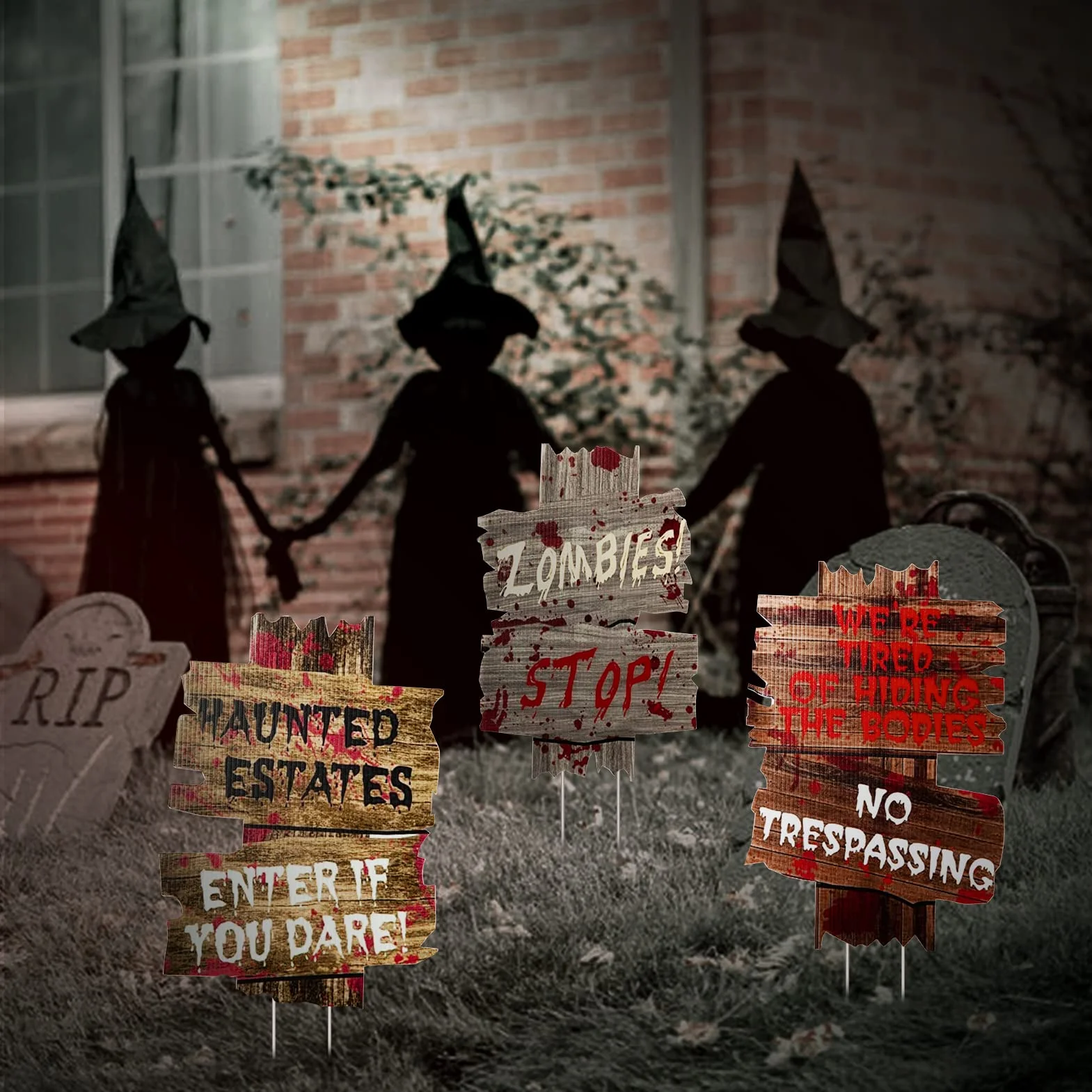 Halloweenowe rekwizyty horroru znak Keep Out dekoracja ogród podwórko ostrzeżenie typ 2