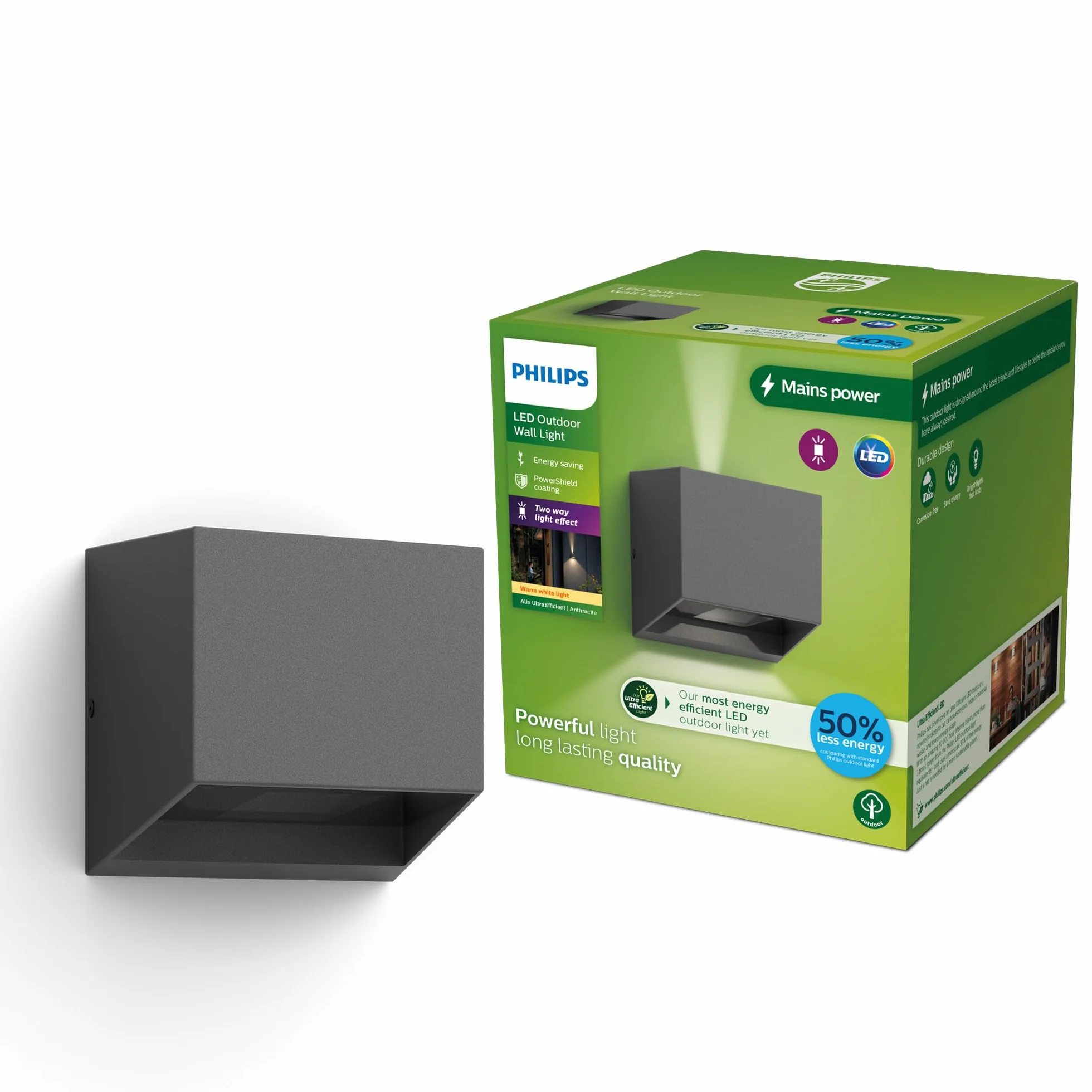 Philips Alix UltraEfficient Zewnętrzna Lampa Ścienna 2700K 800lm Antracytowa