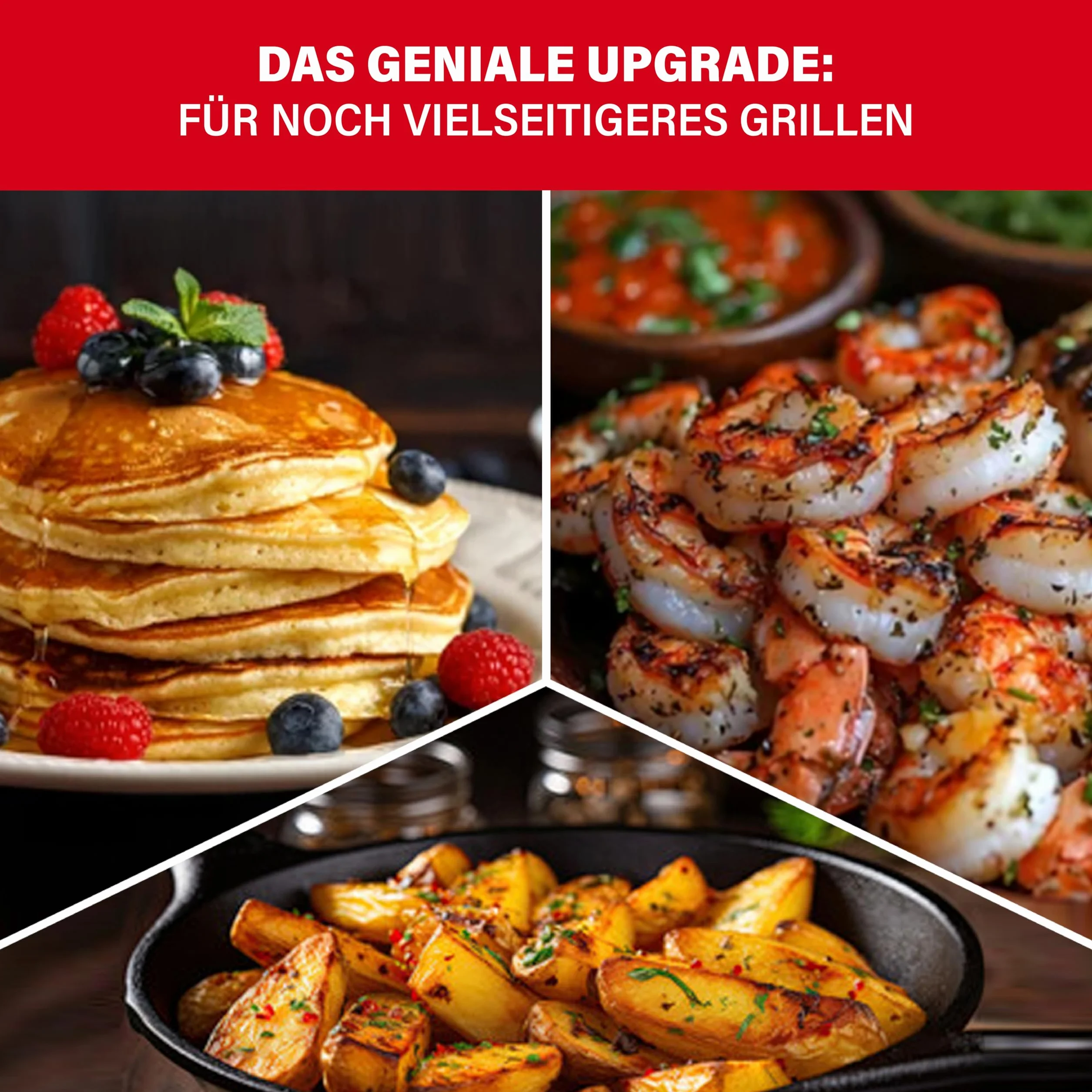 BBQ Boss Żeliwna płyta grillowa [2 w 1], ruszt do grillowania, okrągła płyta do grilla, dwustronna, do grilla i piekarnika, Ø 29,5