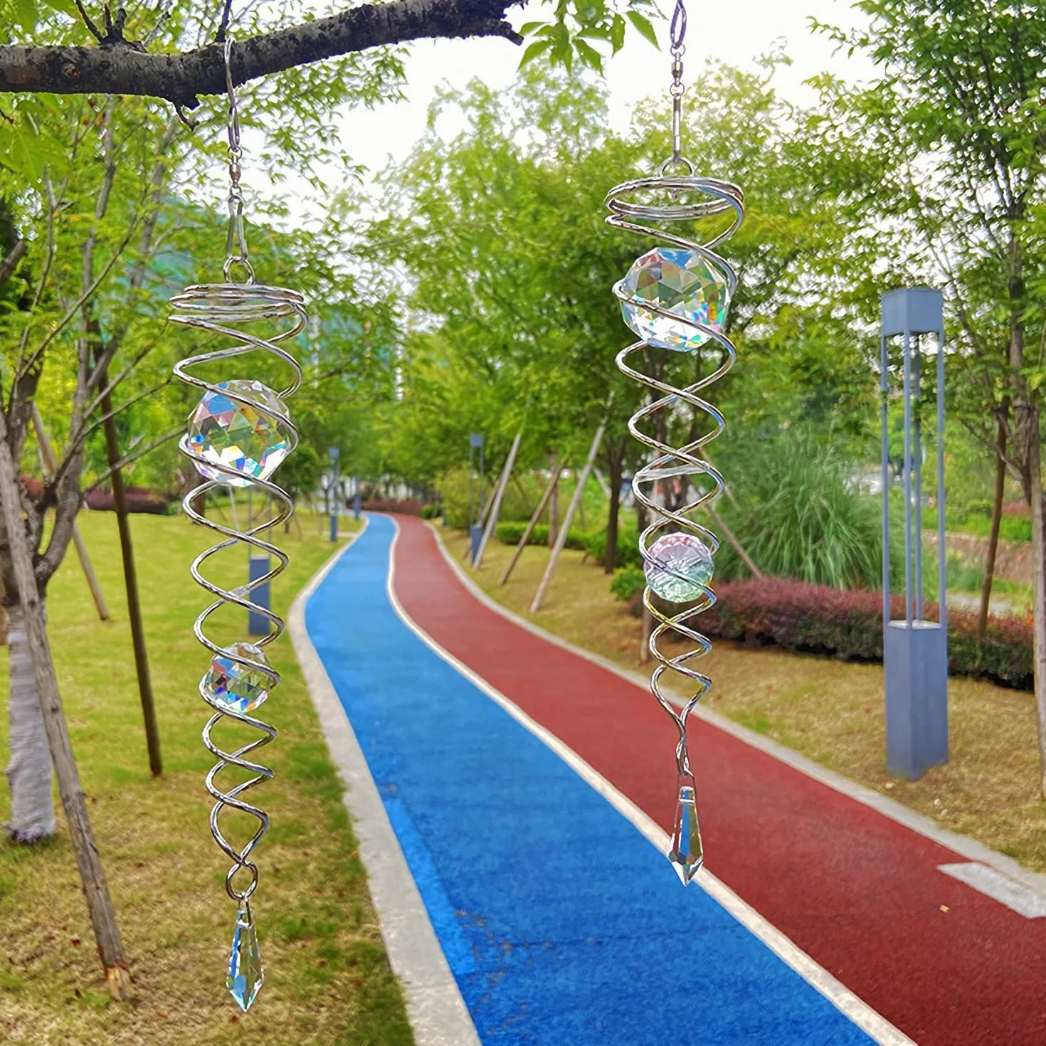 Crystal Twister przezroczysta spirala przeciwwiatrowa, odstraszacz ptaków, odblaskowy wiatrak, dekoracja ogrodu, na podwórko, balkon, wymiary: 5 x 42 cm