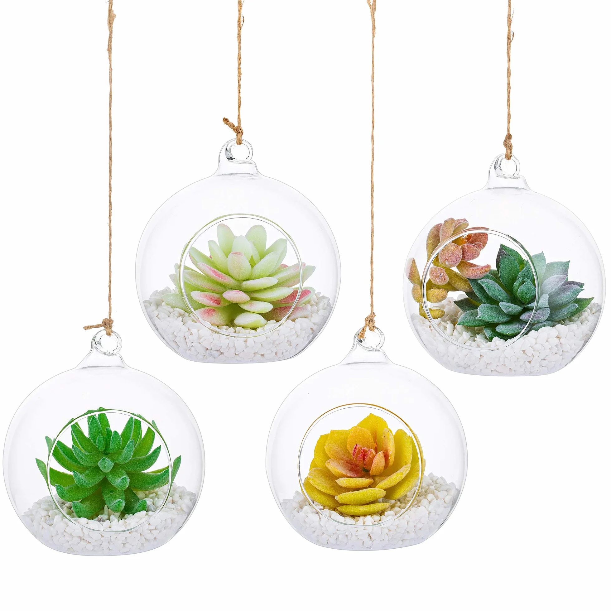 Glasseam Terrarium wiszące szklane 4 sztuki duży otwór wazon na rośliny kulki 10 cm kwiat wazon słoik kreatywne kulki szklane, projekt DIY ogród ślub w domu